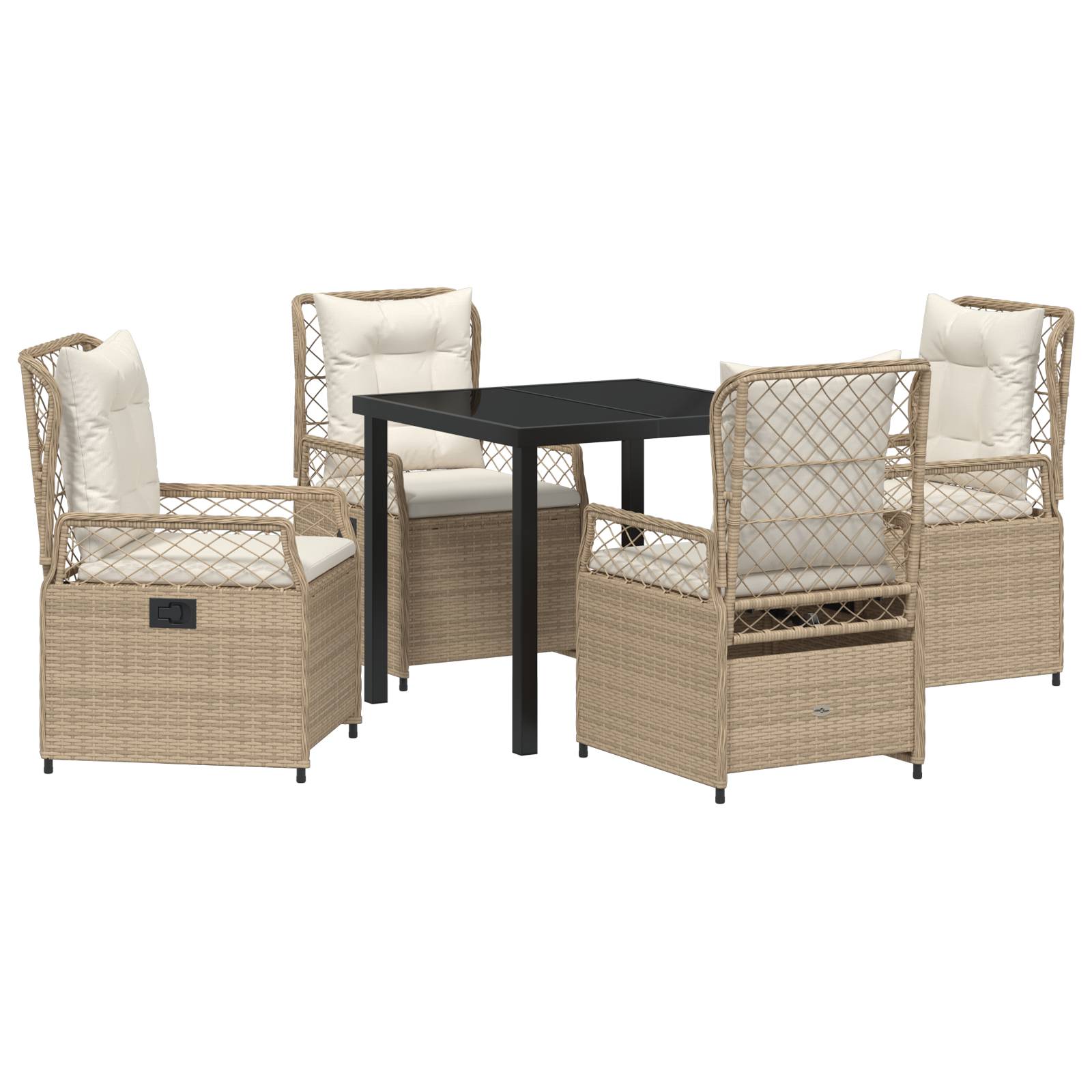 vidaXL 5-teiliges Garten-Essenset Beige Poly-Rattan