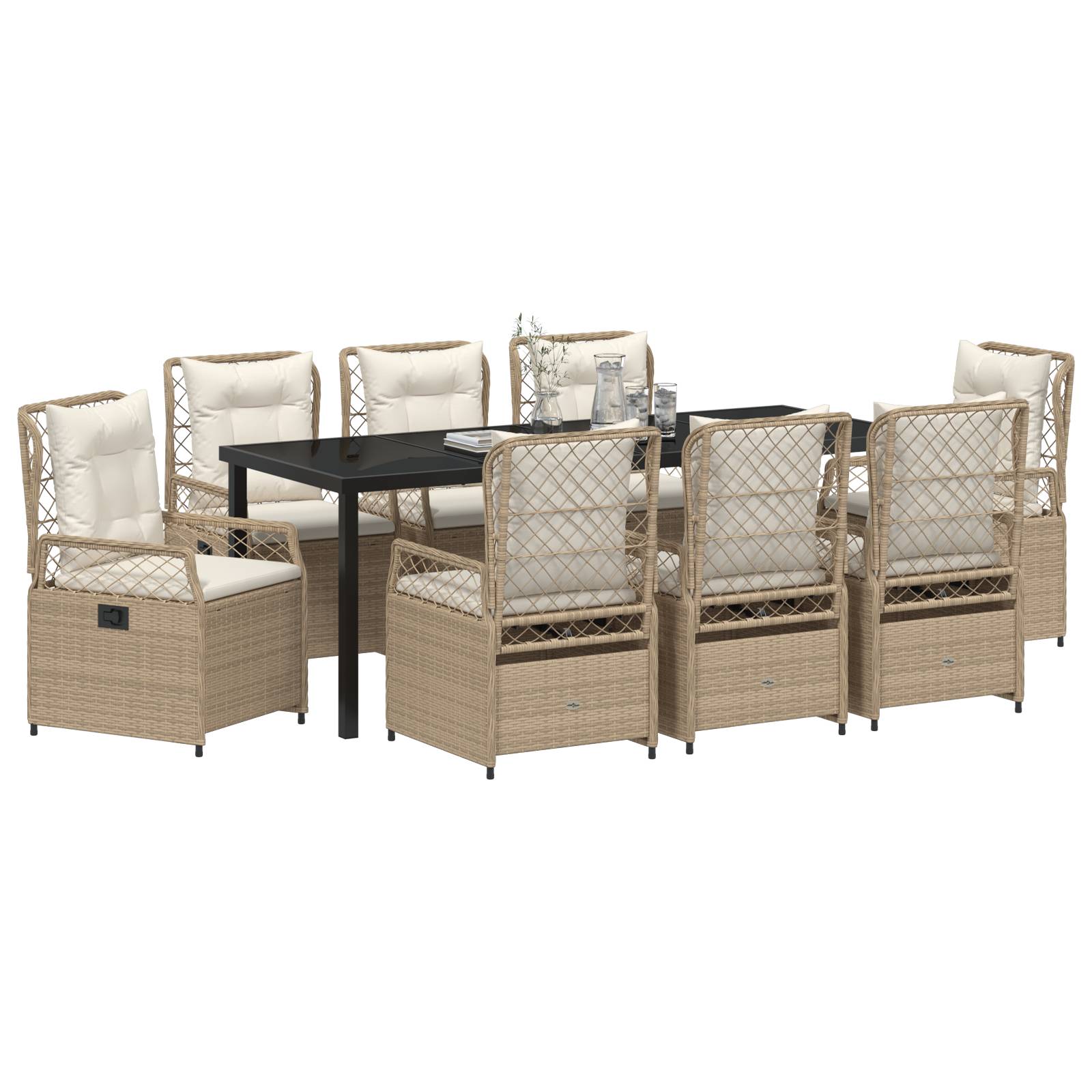 vidaXL 9-teiliges Garten-Dining-Set Beige Poly Rattan