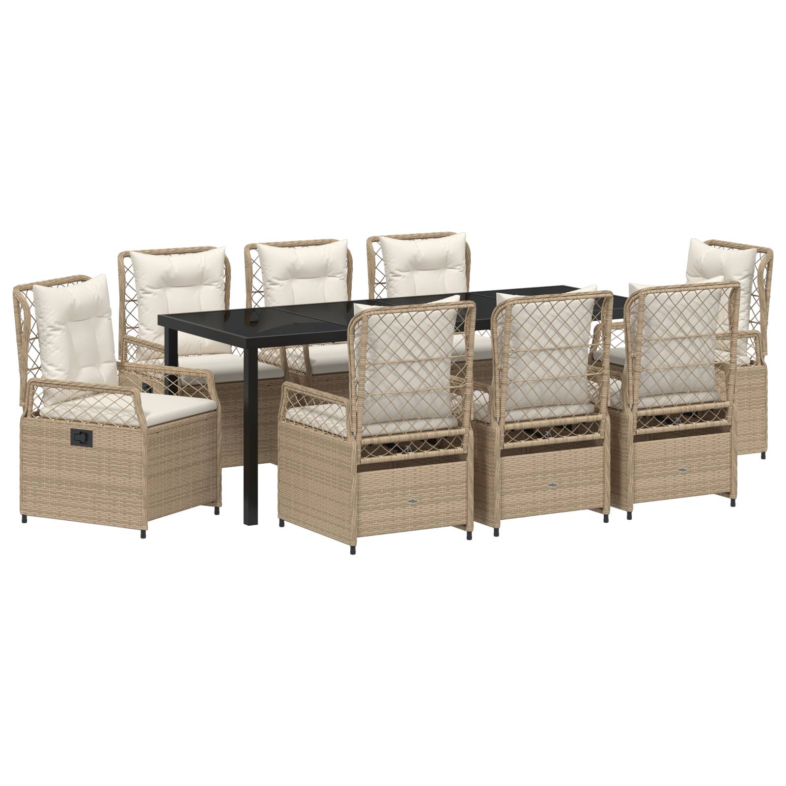 vidaXL 9-teiliges Garten-Dining-Set Beige Poly Rattan