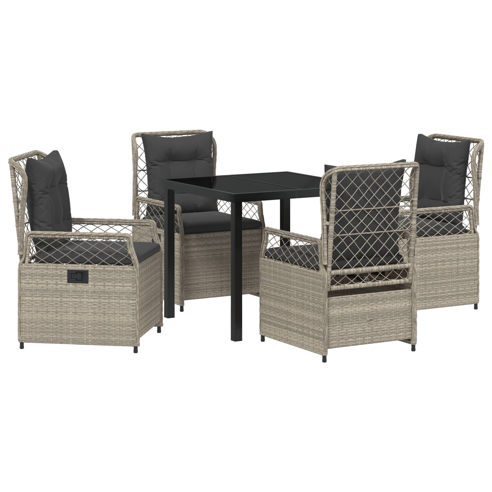vidaXL 5-teiliges Garten-Ess-Set Hellgrau Poly-Rattan