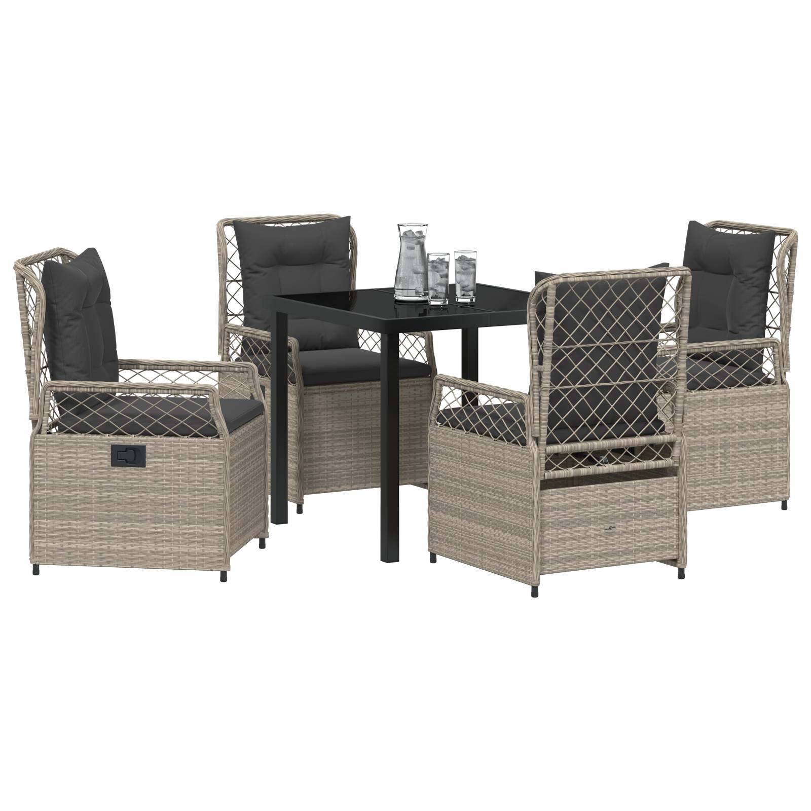 vidaXL 5-teiliges Garten-Ess-Set Hellgrau Poly-Rattan