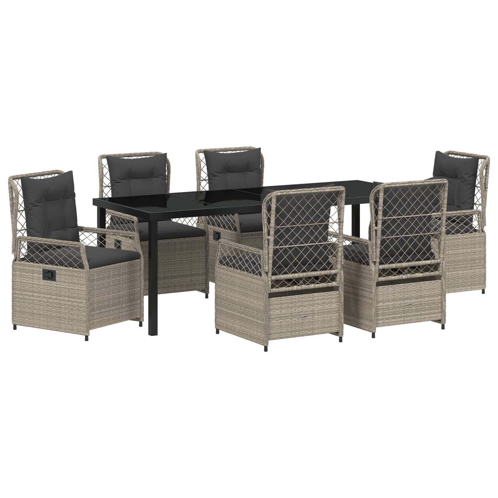 vidaXL 7-teiliges Garten-Esszimmer-Set Hellgrau Poly-Rattan