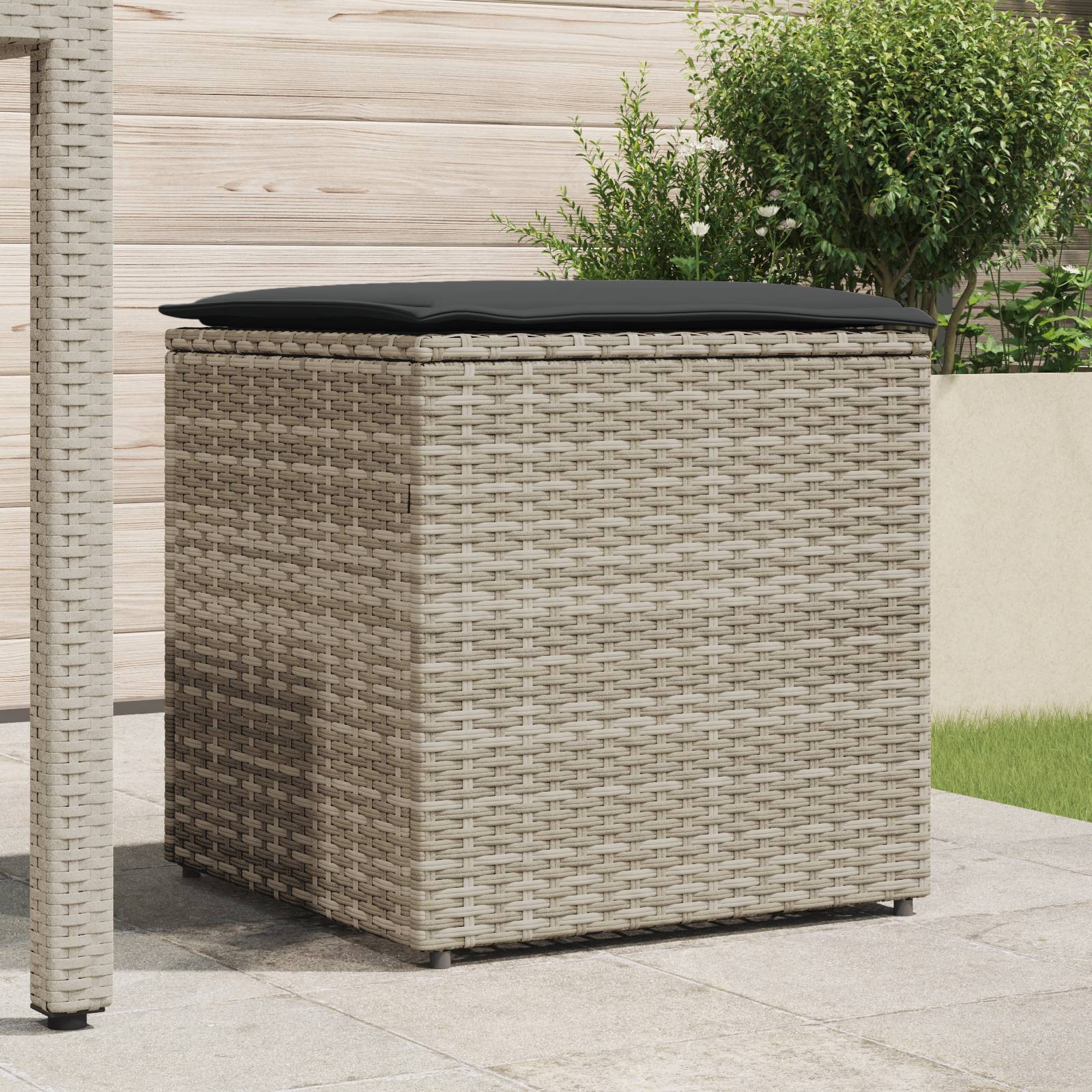 vidaXL Outdoor Speicherbox Hellgrau und Dunkelgrau Synthetisches Rattan