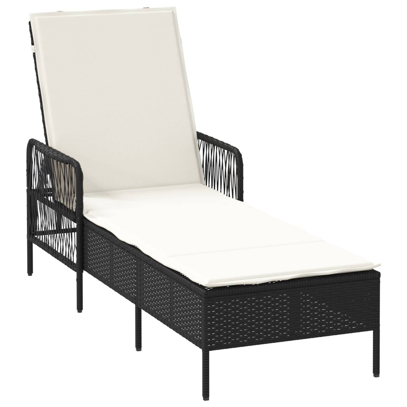 vidaXL Sonnenliege Set 3-teilig Schwarz und Creme PE Rattan, Metall