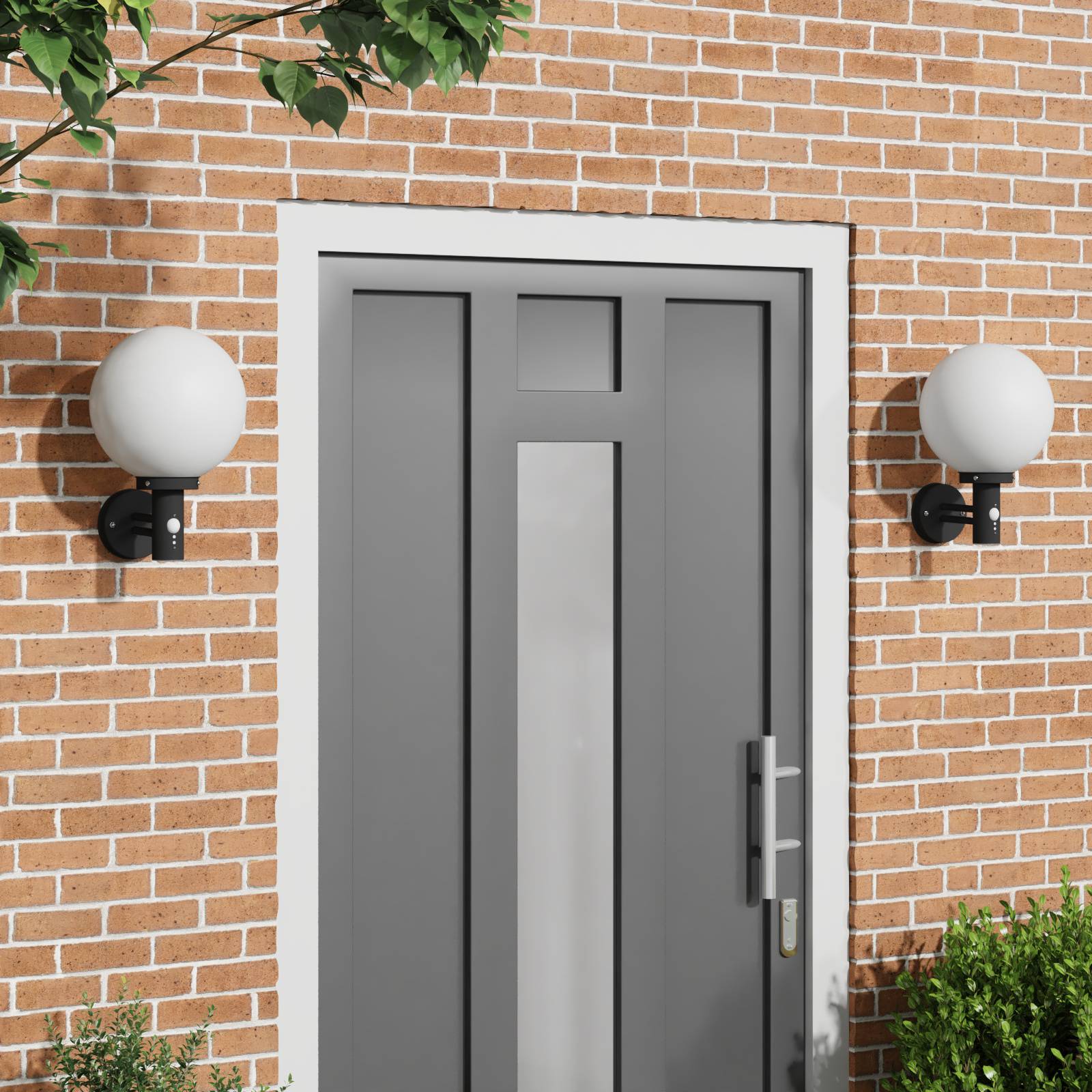 vidaXL Außenwandleuchten mit Sensor 2 Stück Schwarz Edelstahl IP44