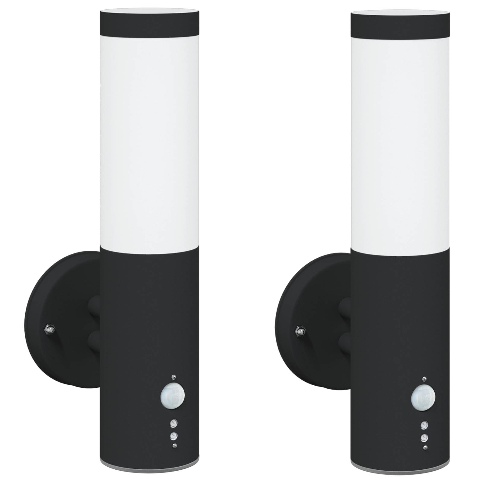 vidaXL Außenwandleuchten mit Sensor 2 Stk. Schwarz Edelstahl IP44