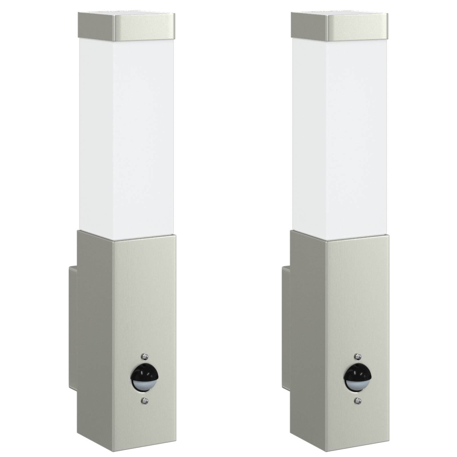 vidaXL Außenwandleuchten mit Sensor 2 Stück Silber Edelstahl IP44