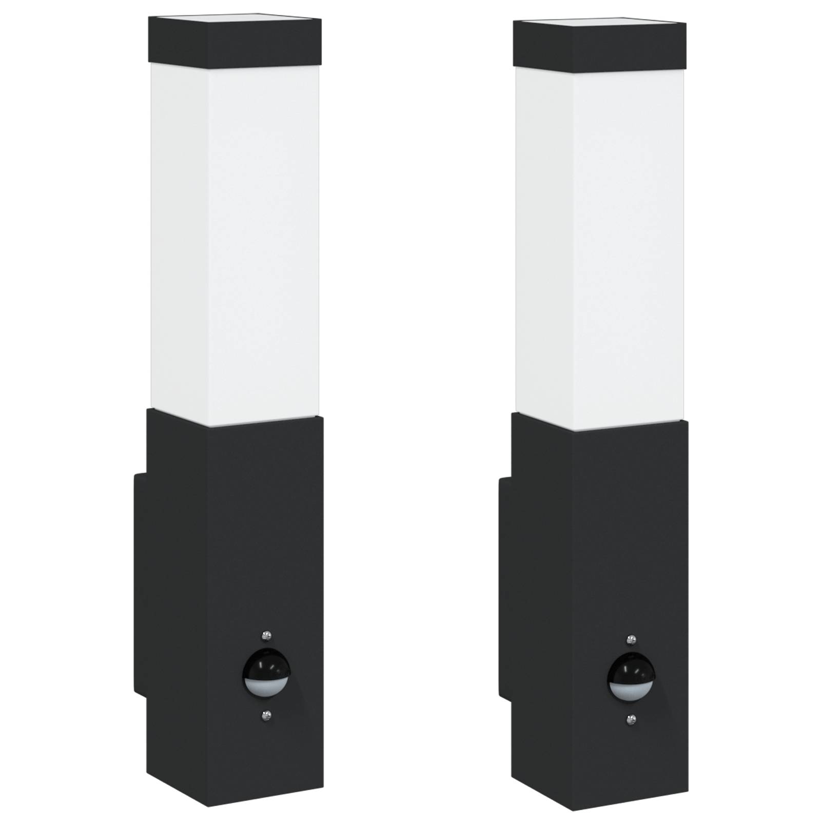 vidaXL Außenwandleuchten mit Sensor 2er Set Schwarz Edelstahl IP44