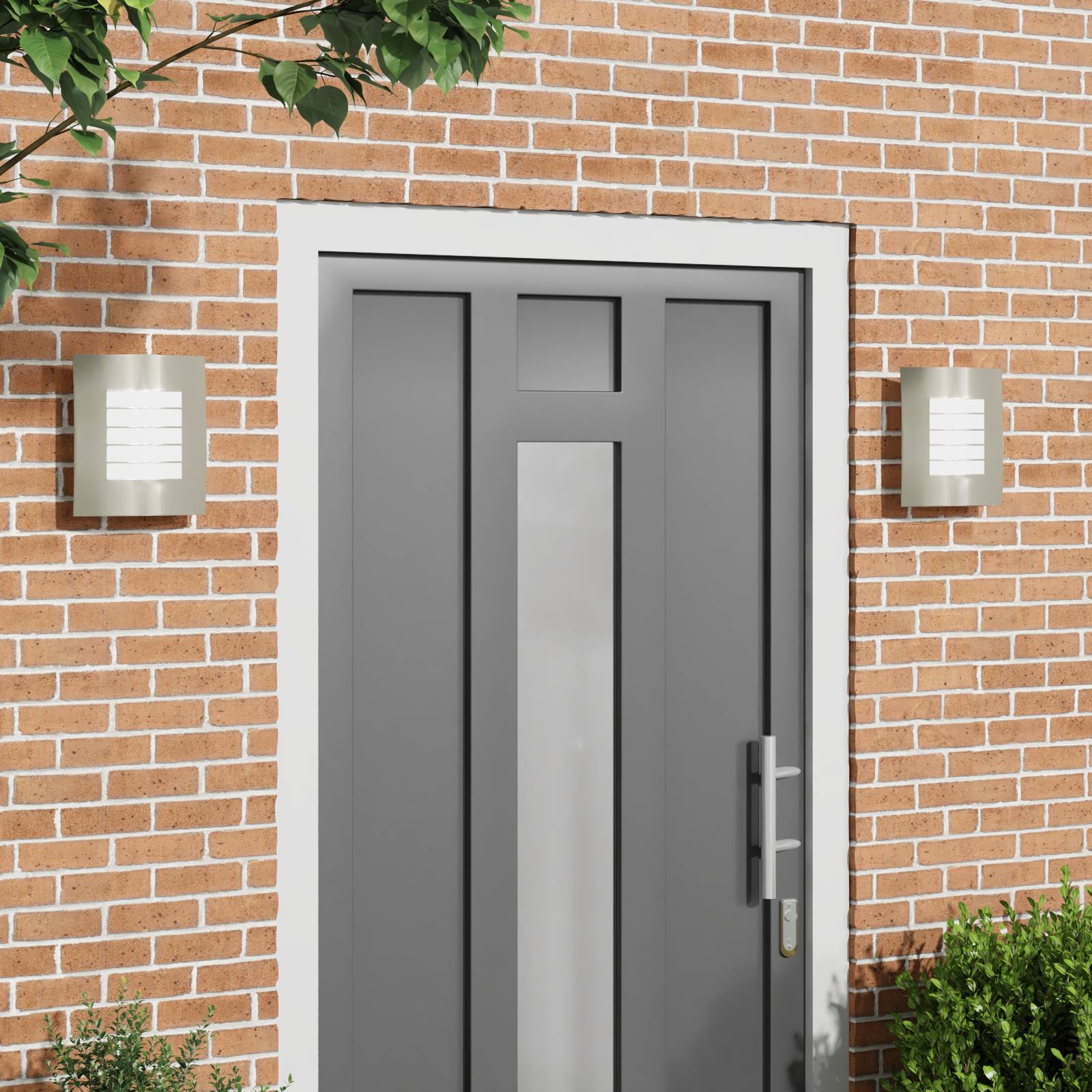 vidaXL Außenwandleuchten 2 Stück Silber Edelstahl IP44