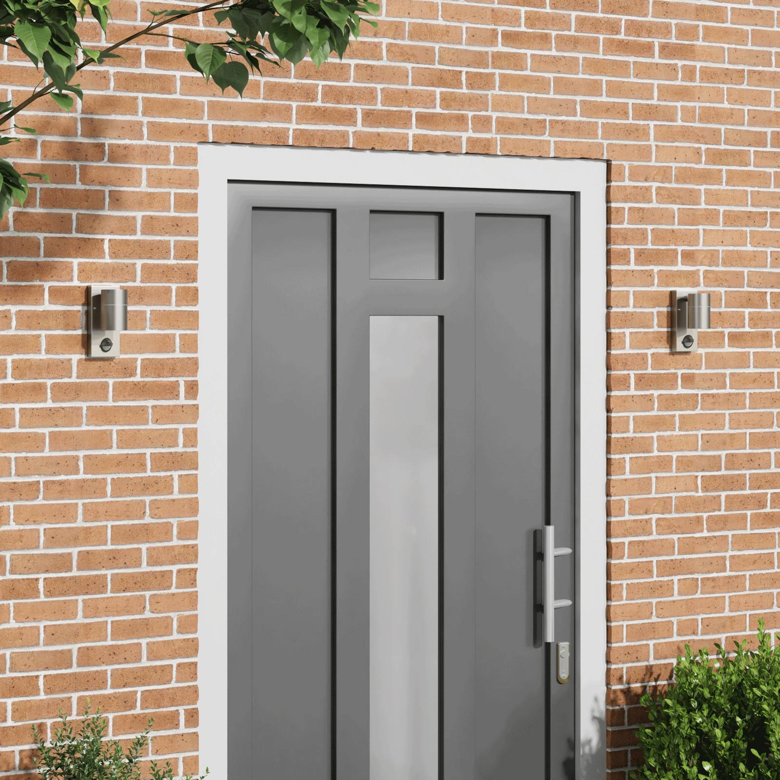 vidaXL Außenwandleuchten mit Sensor 2 Stk Silber Edelstahl IP44