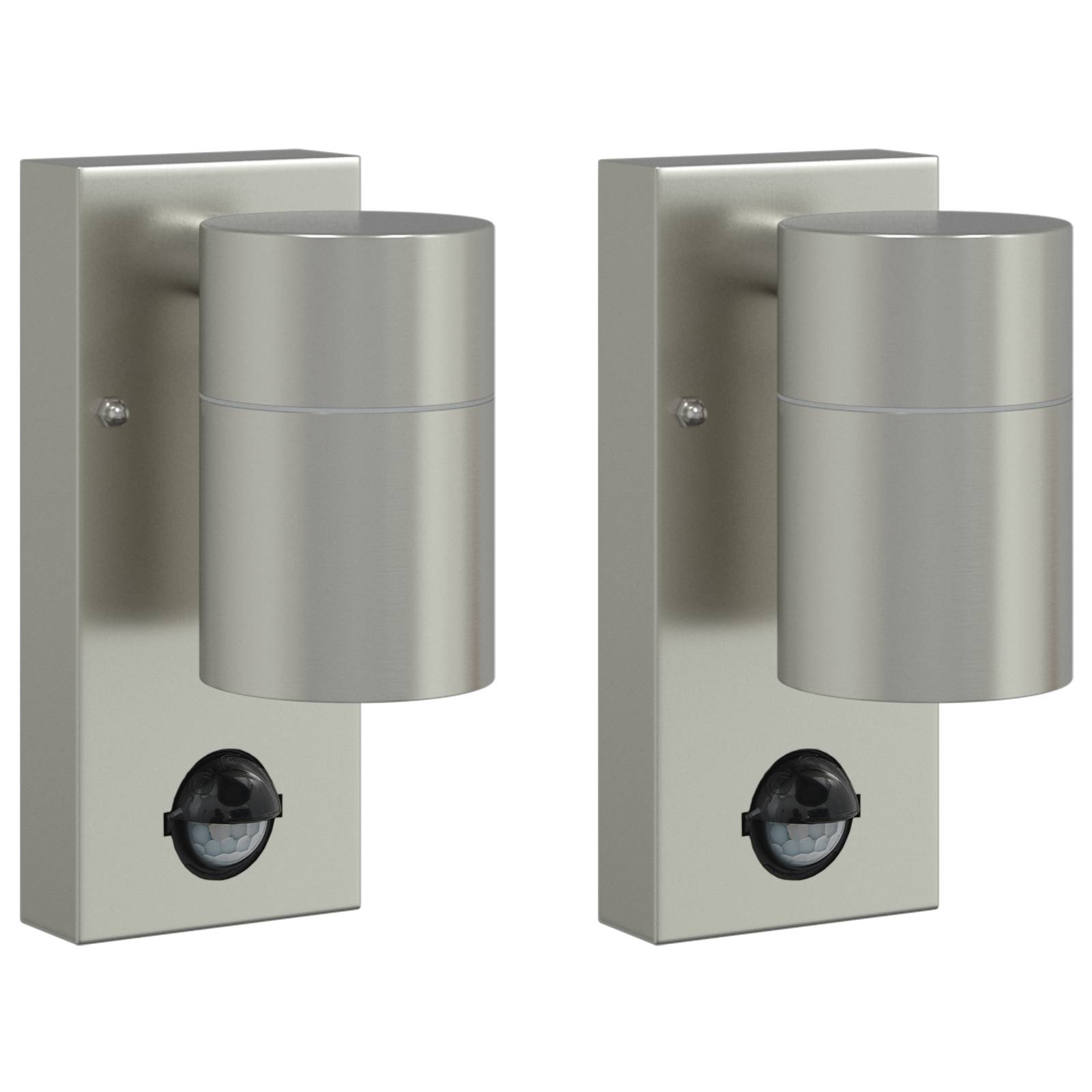 vidaXL Außenwandleuchten mit Sensor 2 Stk Silber Edelstahl IP44