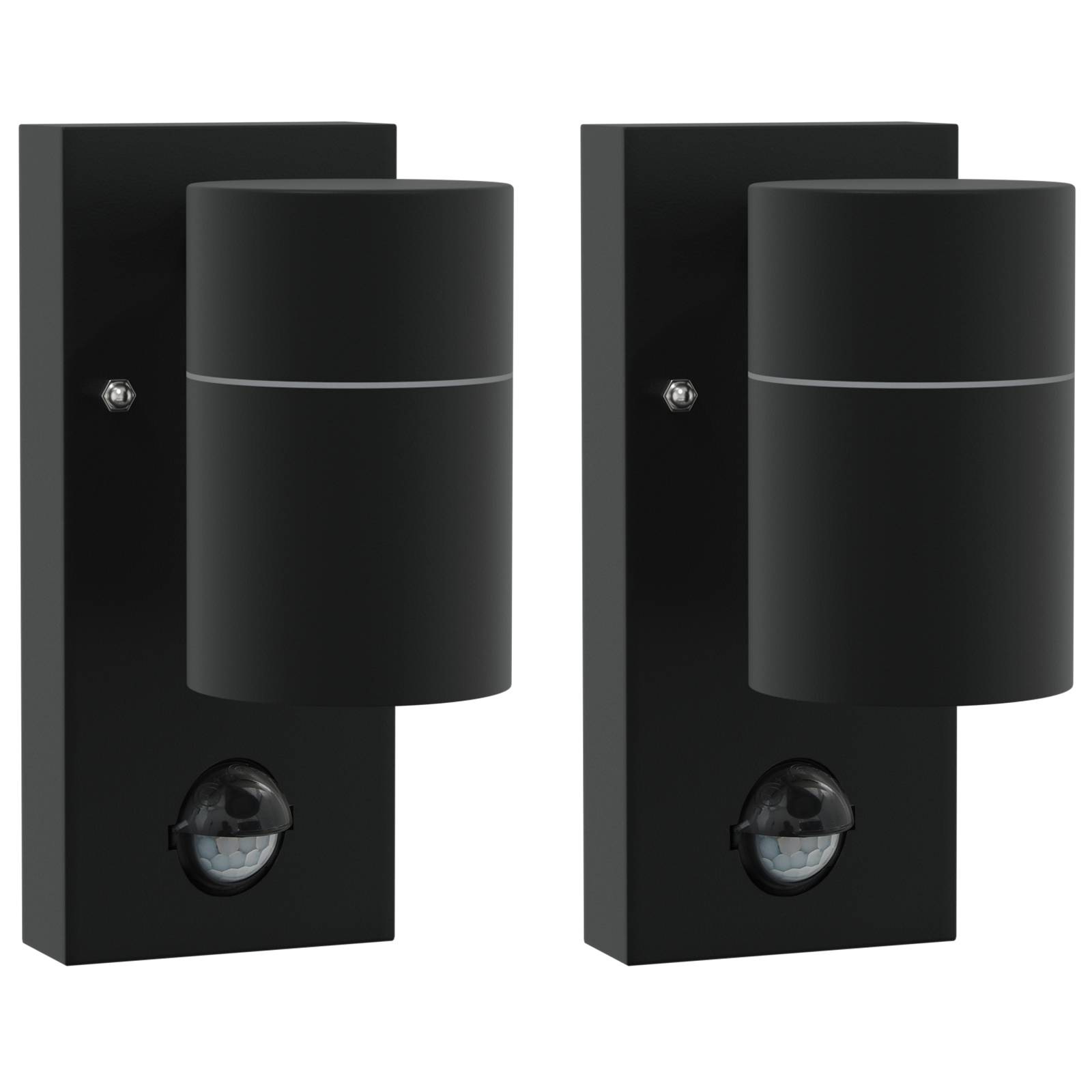vidaXL Außenwandleuchten mit Sensor 2 Stk Schwarz Edelstahl IP44