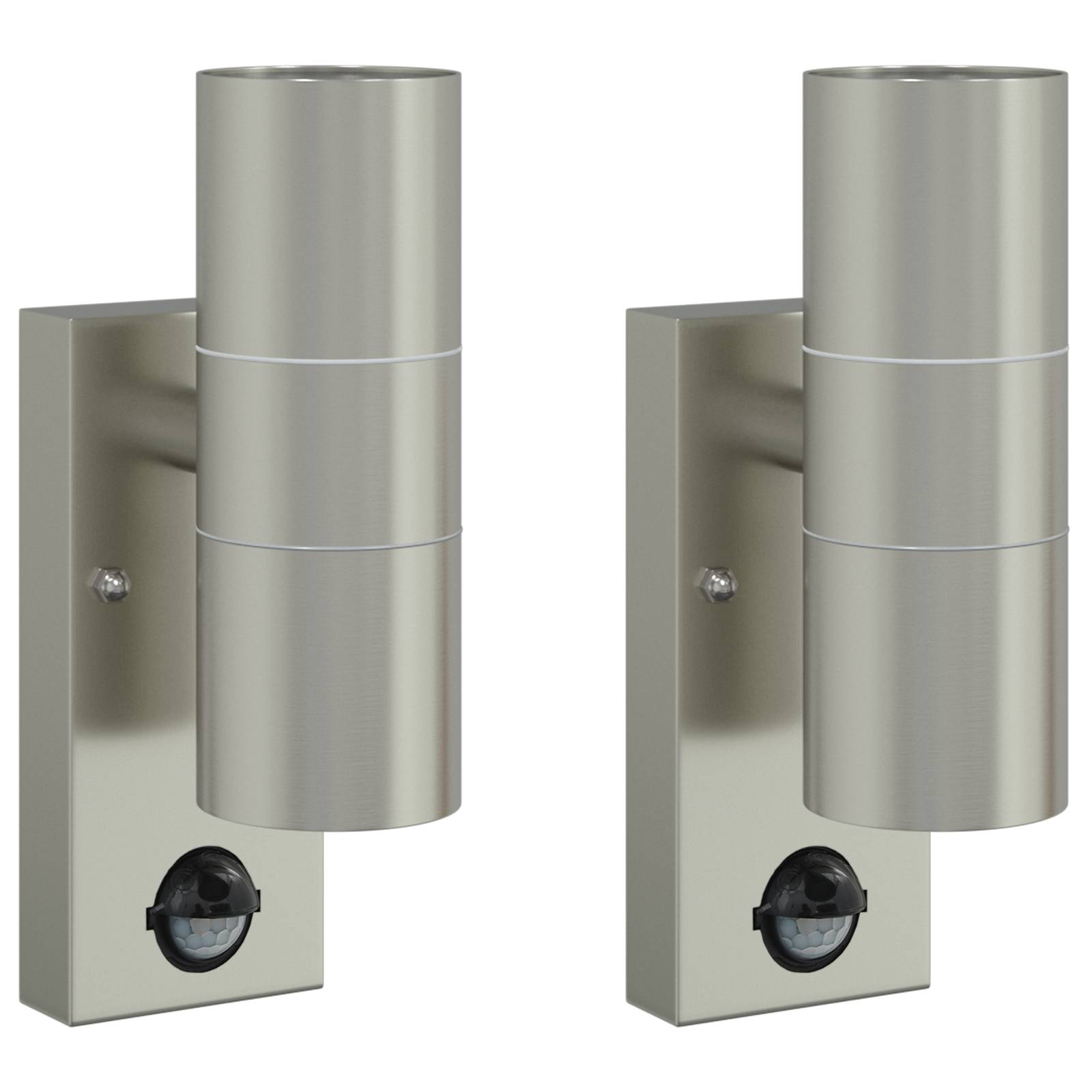 vidaXL Außenwandleuchten mit Sensor 2 Stück Silber Edelstahl IP44