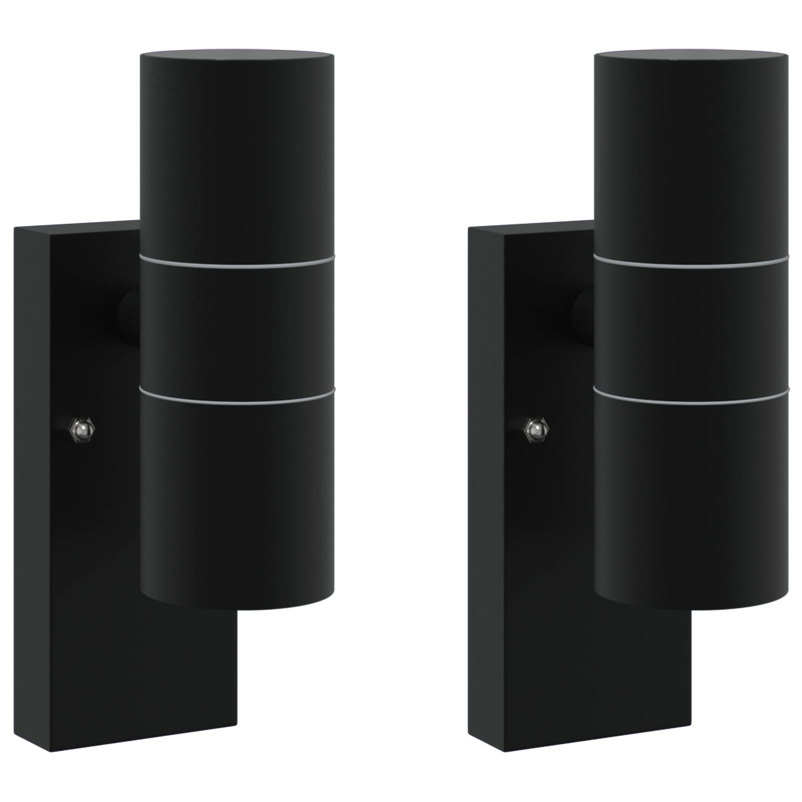 vidaXL Außenwandleuchten 2er Set Schwarz Edelstahl IP44