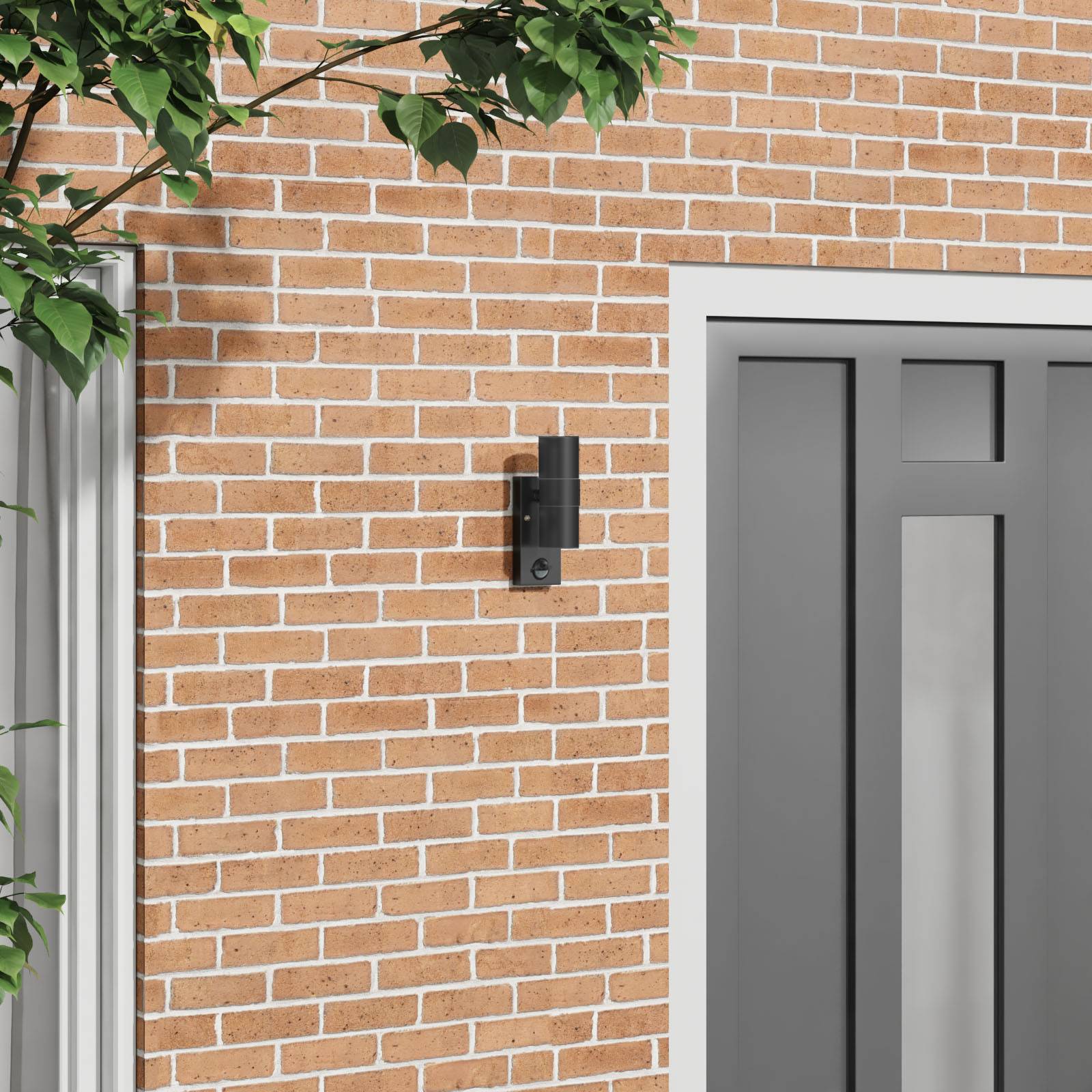 vidaXL Außenwandleuchte mit Sensor Schwarz Edelstahl IP44
