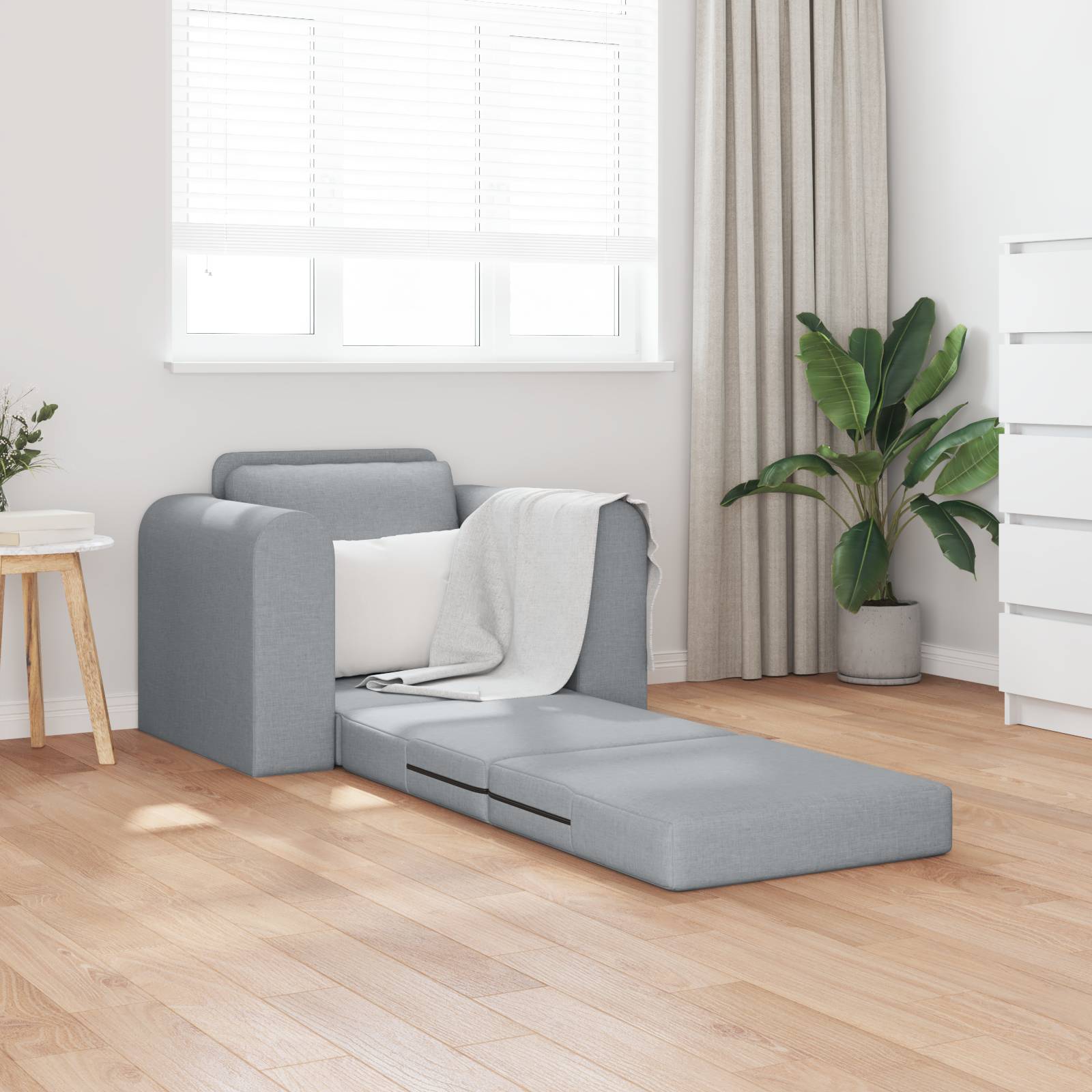 vidaXL Boden Schlafsofa 2-in-1 Hellgrau 98x71x83 cm Stoff