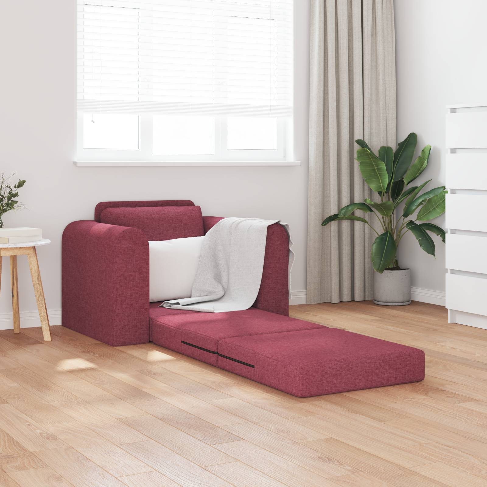 vidaXL Boden Schlafsofa 2-in-1 Burgunderrot 98x71x83 cm Stoff
