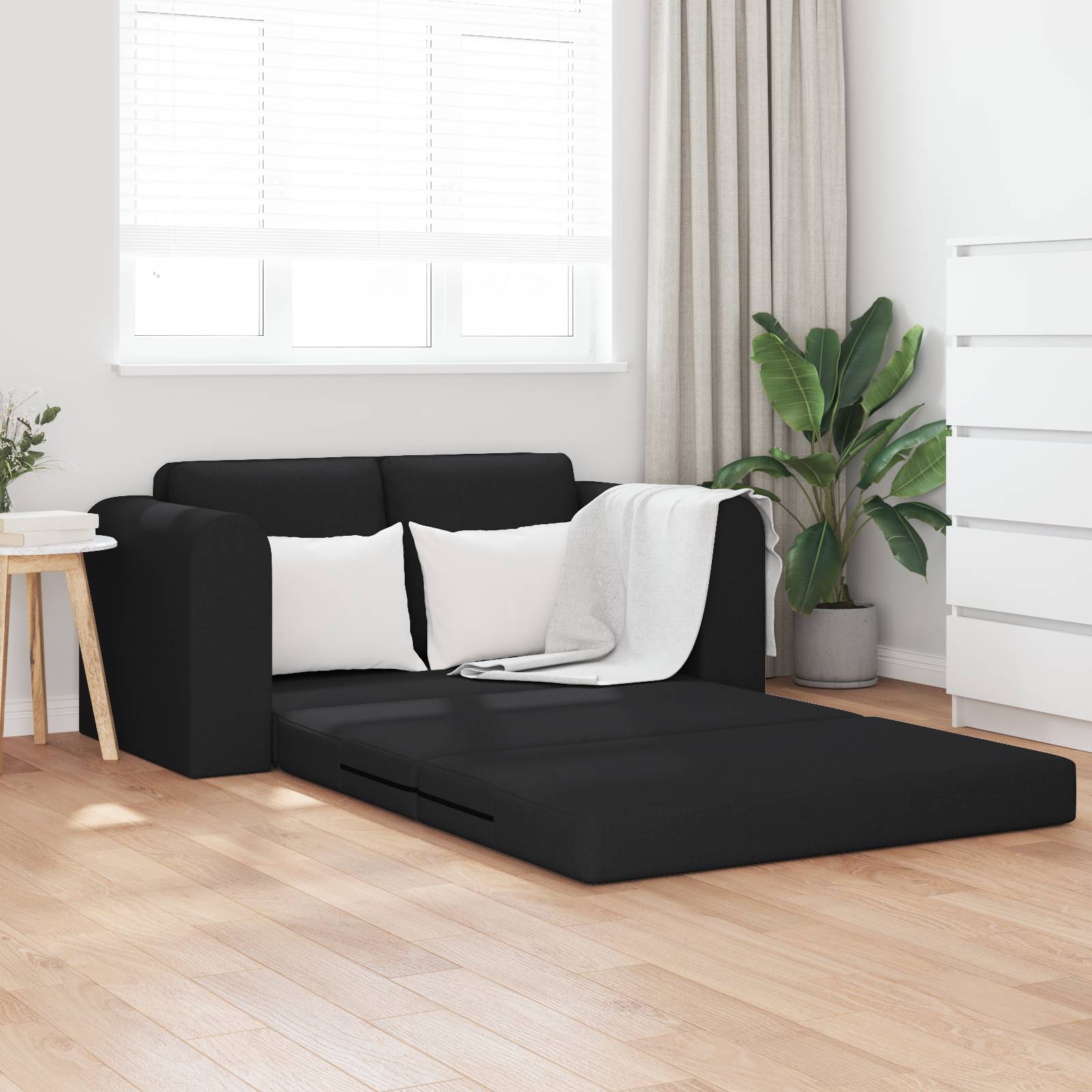 vidaXL Boden Sofa Bett 2-in-1 Schwarz 148x71x83 cm Stoff
