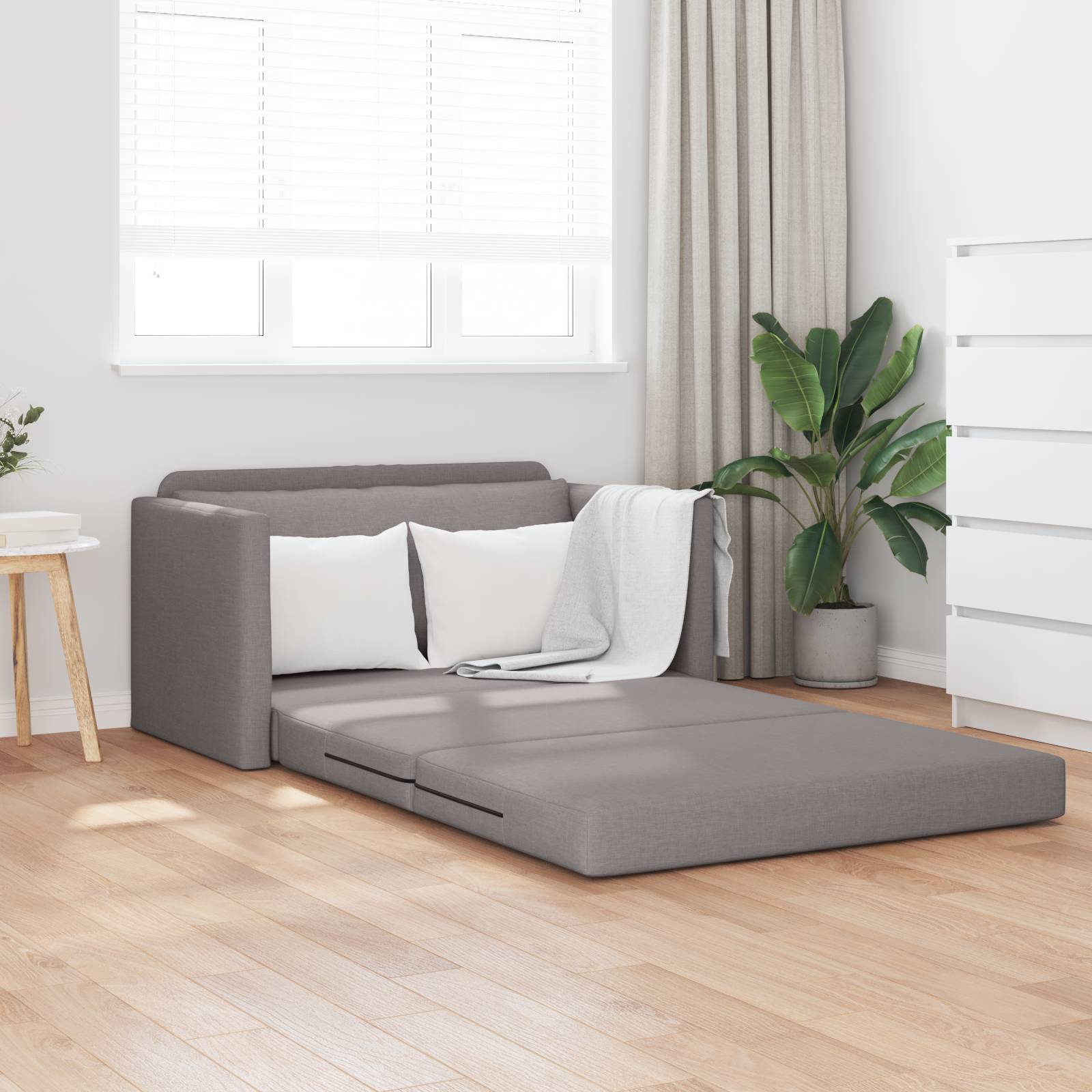 vidaXL Bodensofa Bett 2-in-1 Taupe 124x71x78 cm Stoff