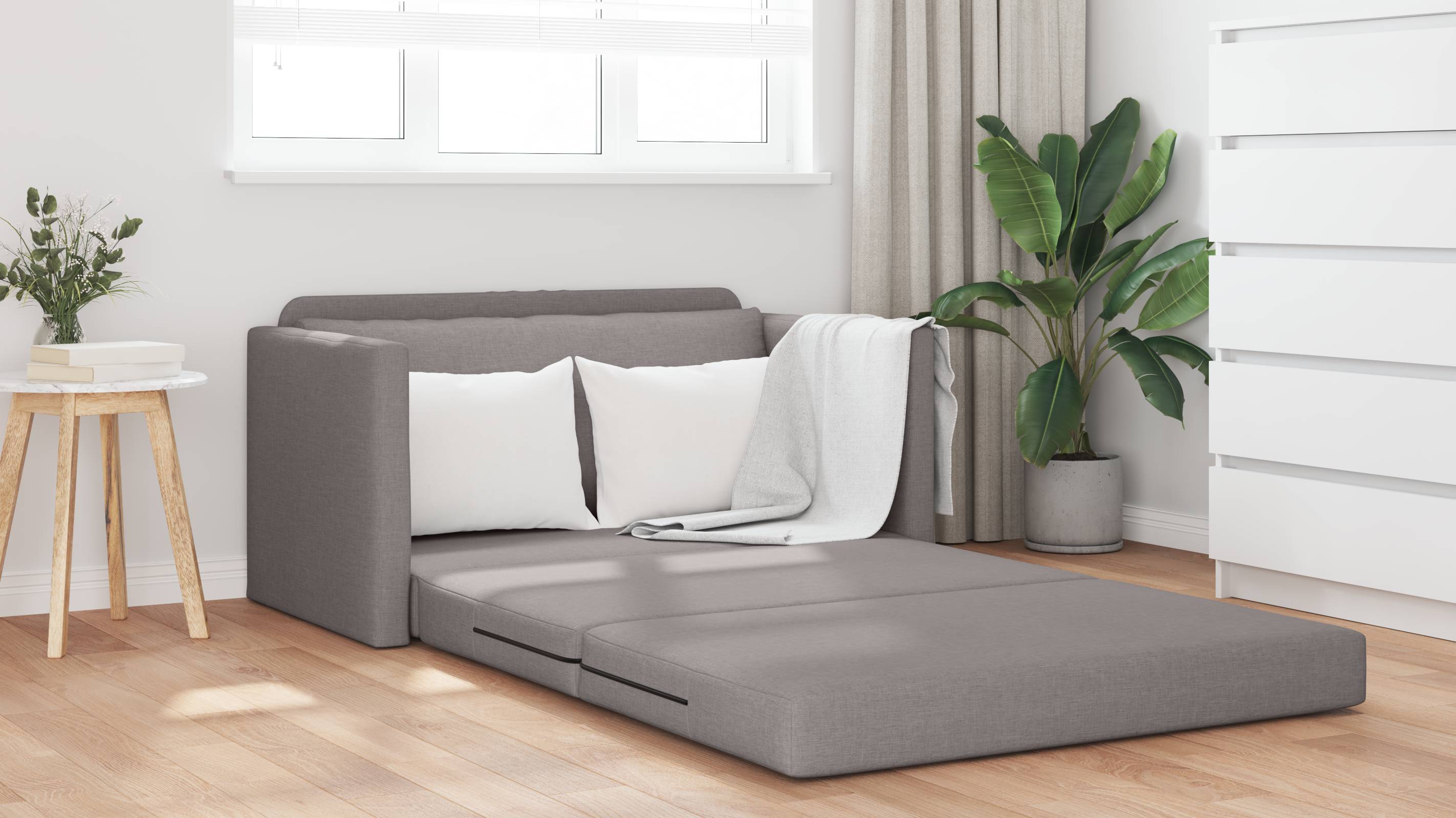 vidaXL Bodensofa Bett 2-in-1 Taupe 124x71x78 cm Stoff