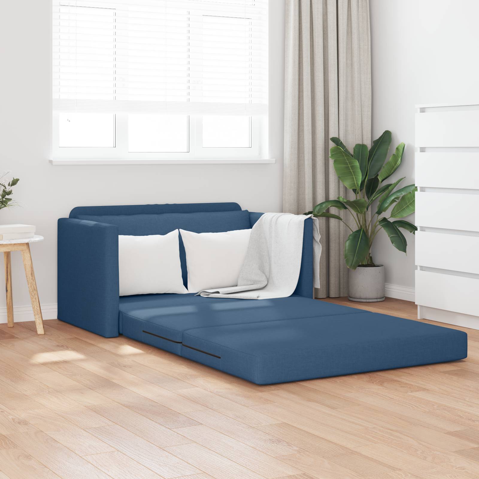 vidaXL Boden Sofa Bett 2-in-1 Blau 124x71x78 cm Stoff
