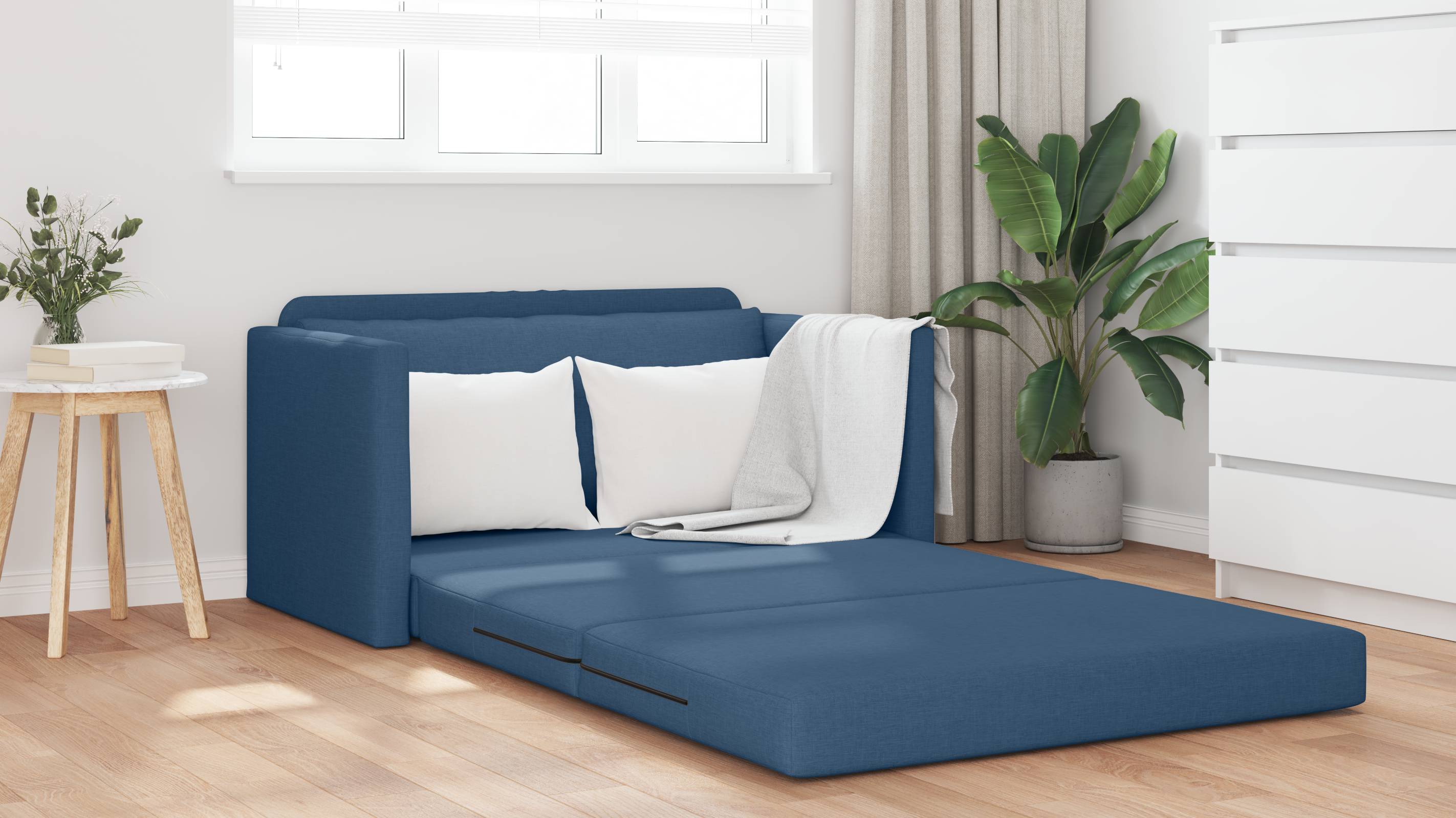 vidaXL Boden Sofa Bett 2-in-1 Blau 124x71x78 cm Stoff