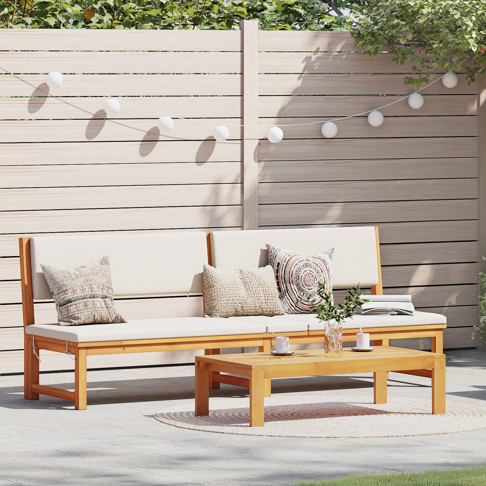 vidaXL Sonnenliege 3-in-1 Funktion Massivholz Akazie
