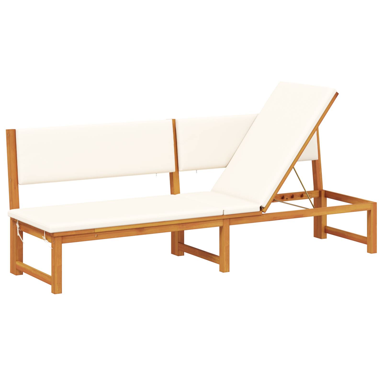 vidaXL Sonnenliege 3-in-1 mit cremefarbenen Kissen aus solidem Akazienholz