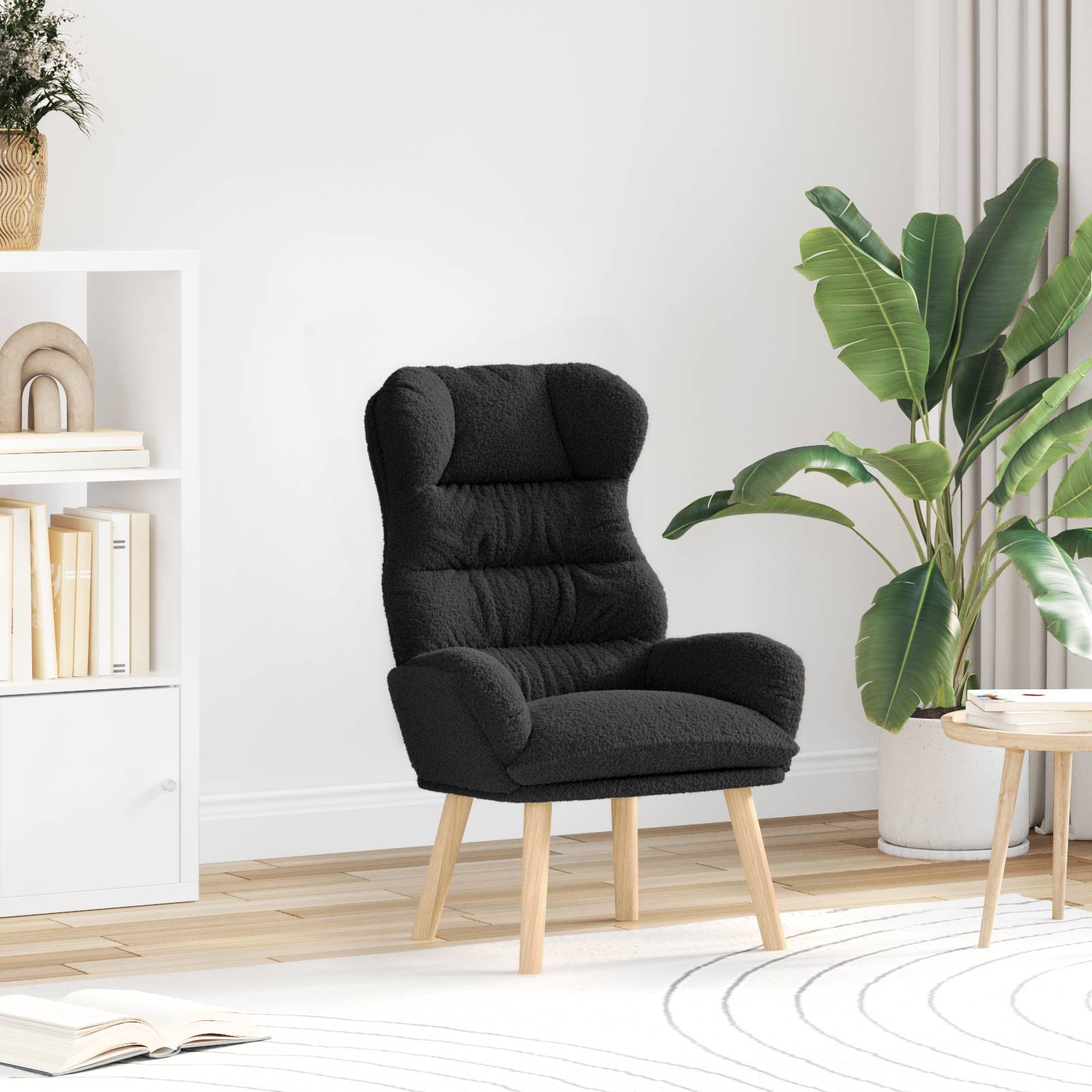 vidaXL Relaxsessel Schwarz Wollähnlicher Stoff