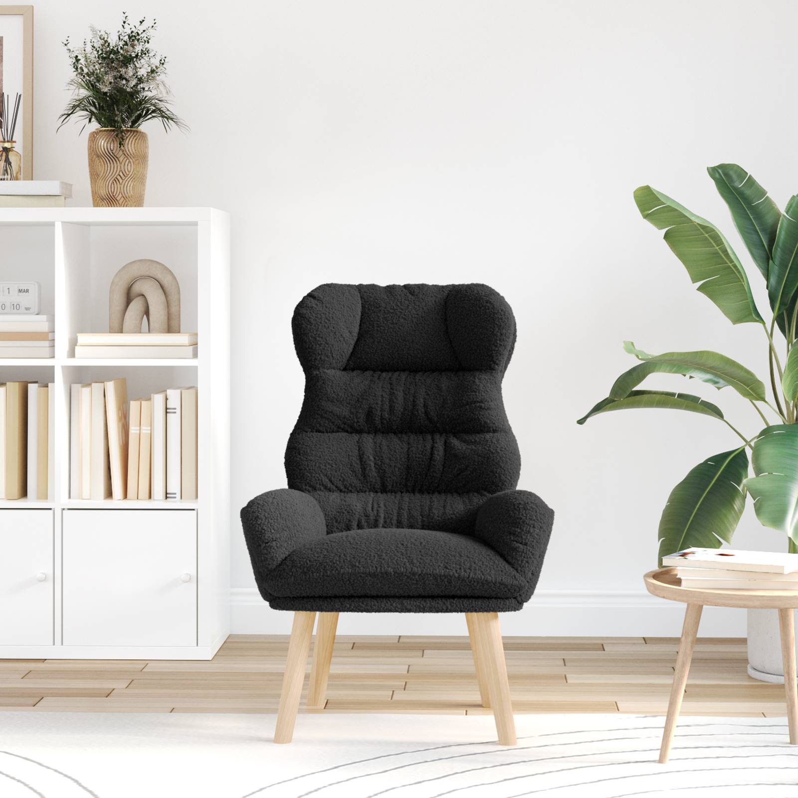 vidaXL Relaxsessel Schwarz Wollähnlicher Stoff