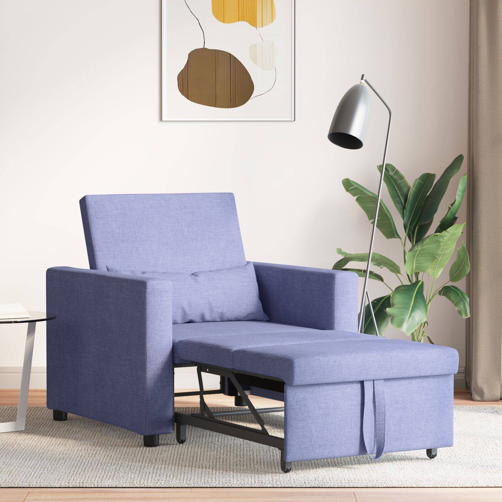 vidaXL 3-in-1 Einzelsofa-Bett umwandelbar Jeans Blau Stoff
