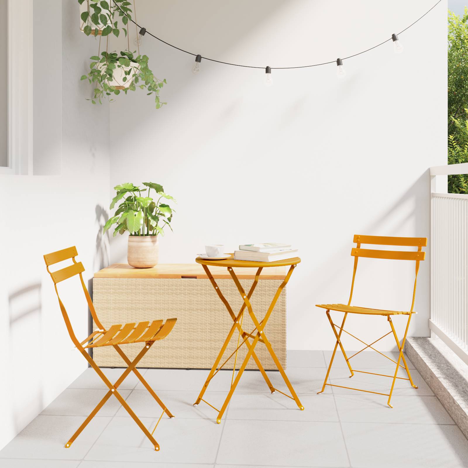 vidaXL Gartenstühle 2 Stk. Klappbar Senfgelb Stahl