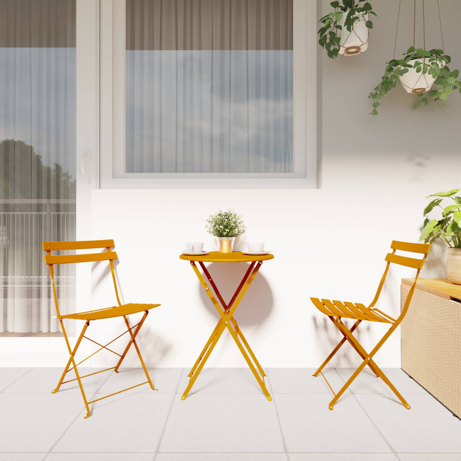 vidaXL Gartenstühle 2 Stk. Klappbar Senfgelb Stahl