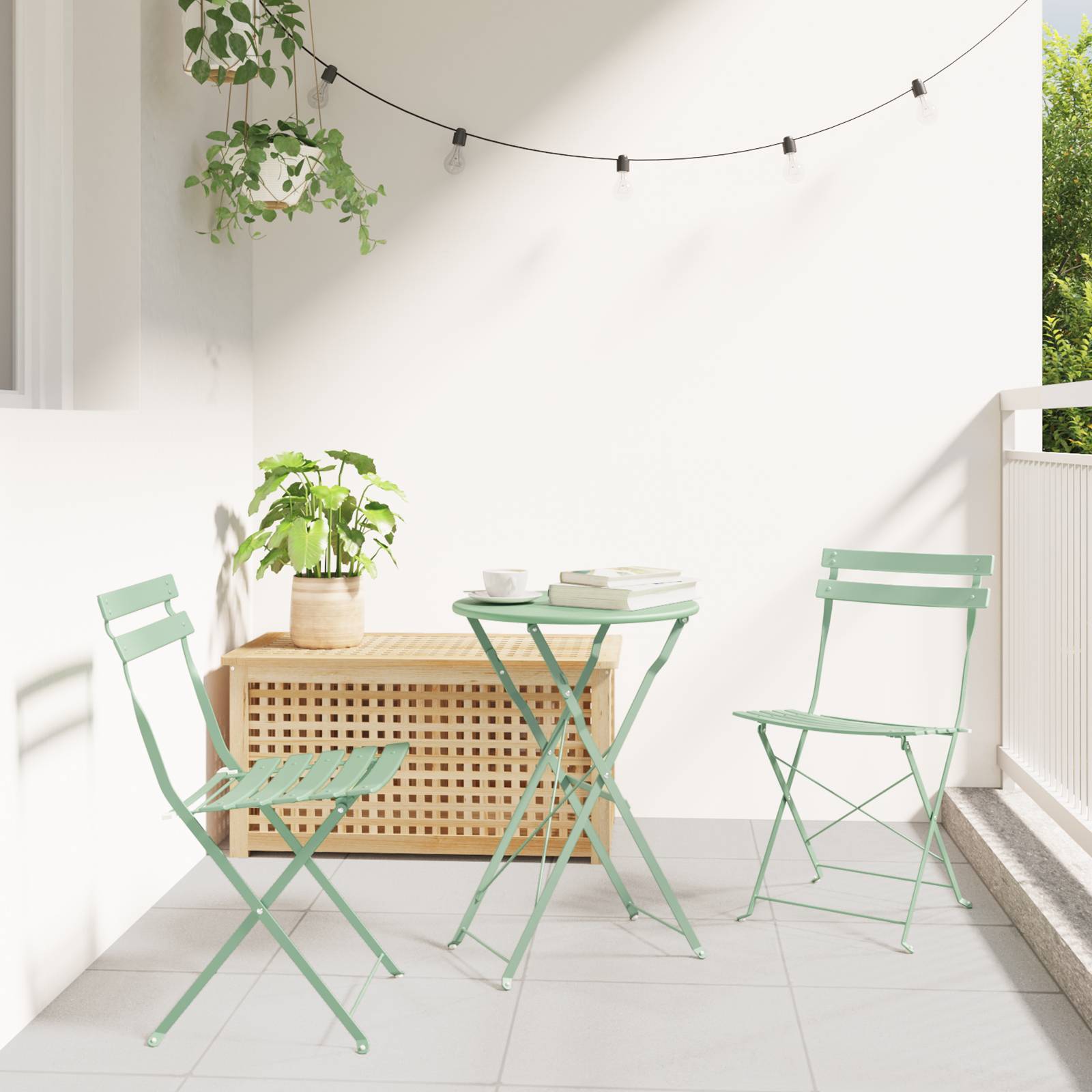 vidaXL 3-tlg. Bistro-Set Klappbar Minzgrün Stahl