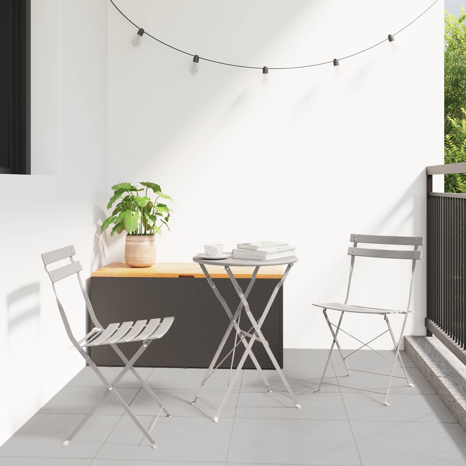 vidaXL 3-tlg. Bistro-Set Klappbar Beige Stahl