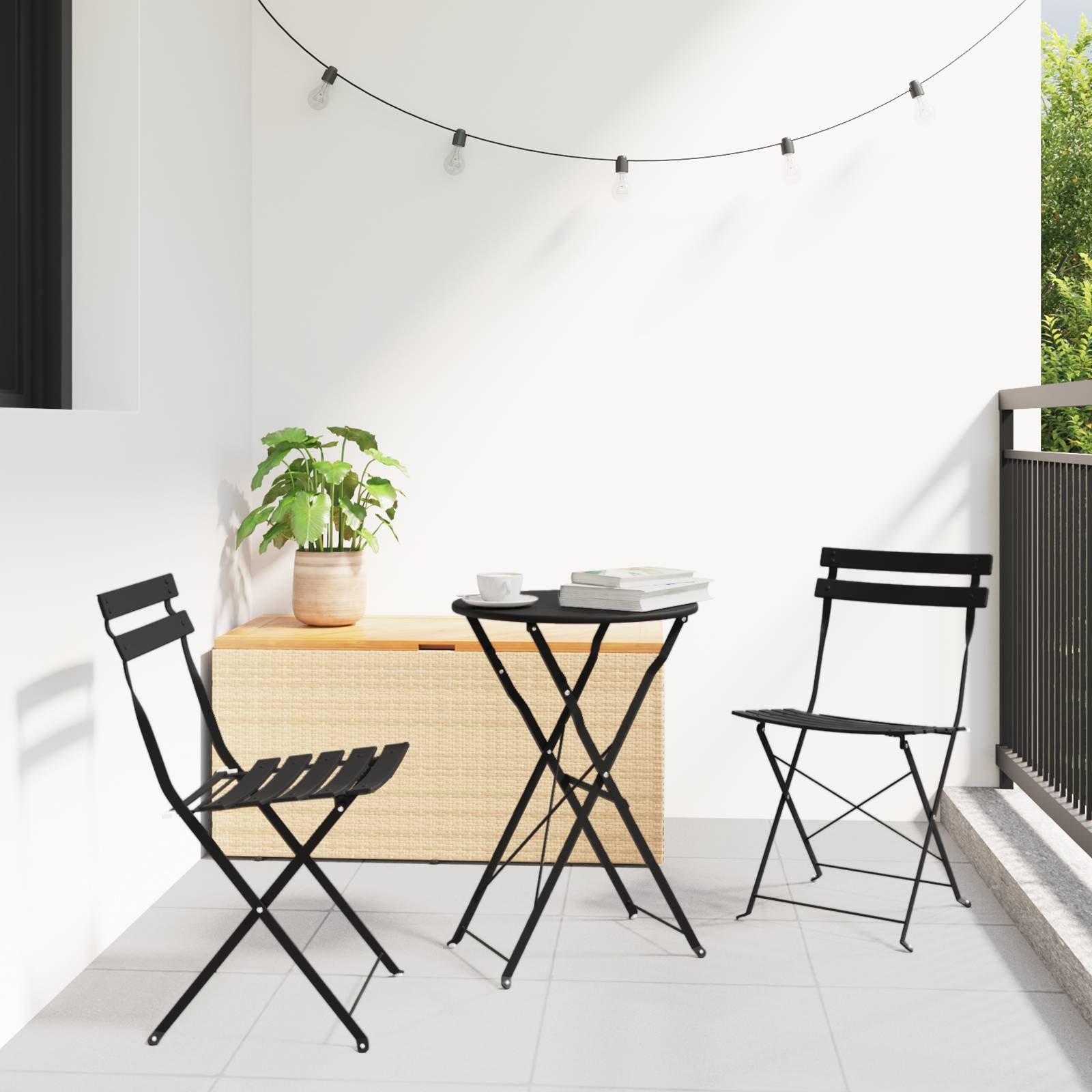 vidaXL Gartenstühle 2 Stk. Klappbar Anthrazit Stahl