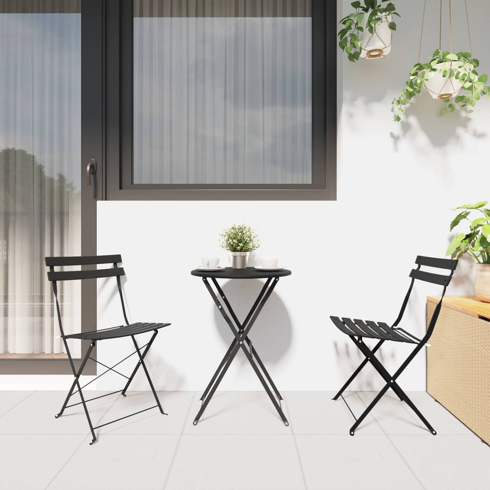 vidaXL Gartenstühle 2 Stk. Klappbar Anthrazit Stahl
