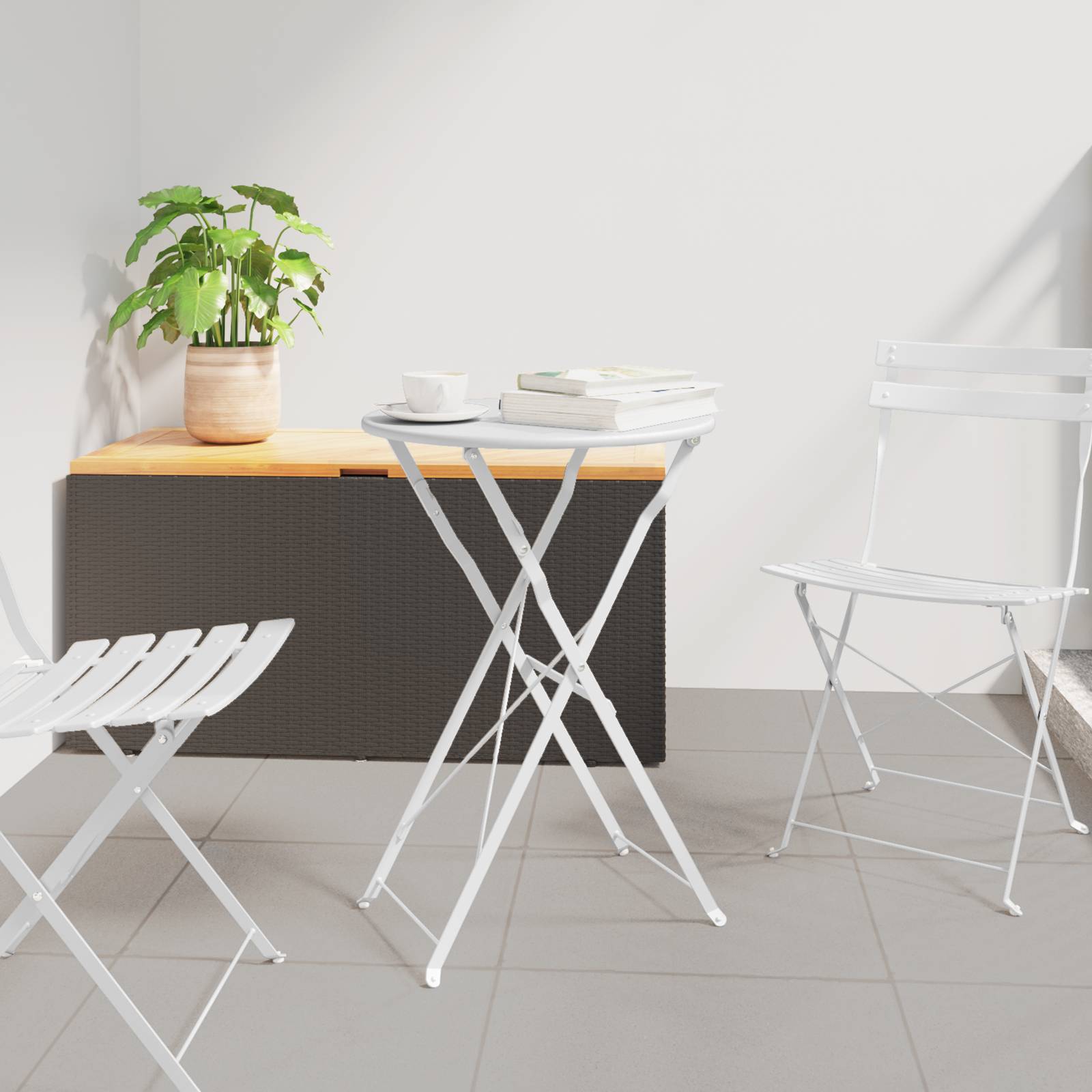 vidaXL Bistrotisch Klappbar Weiß Ø50x71 cm Stahl Pulverbeschichtet