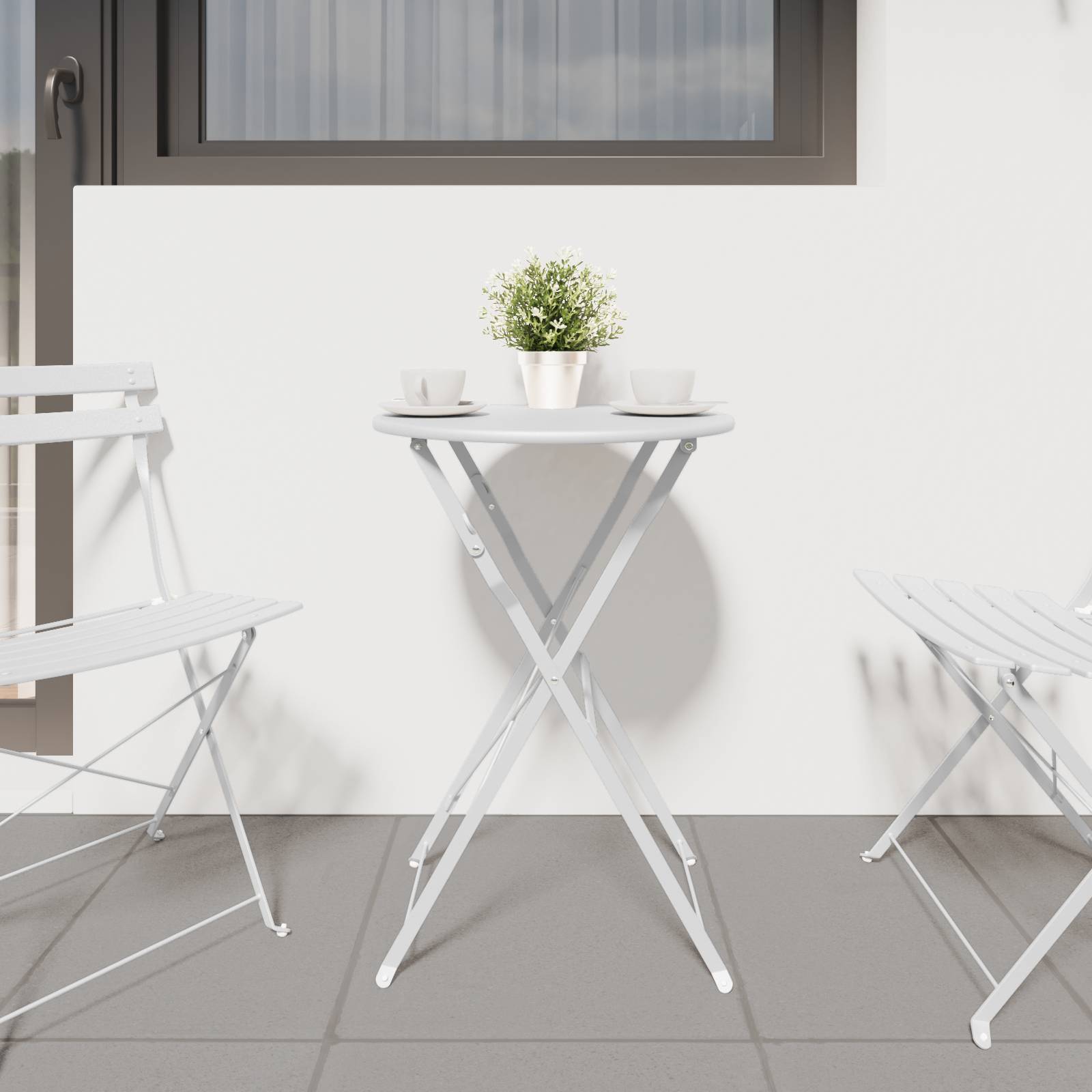 vidaXL Bistrotisch Klappbar Weiß Ø50x71 cm Stahl Pulverbeschichtet