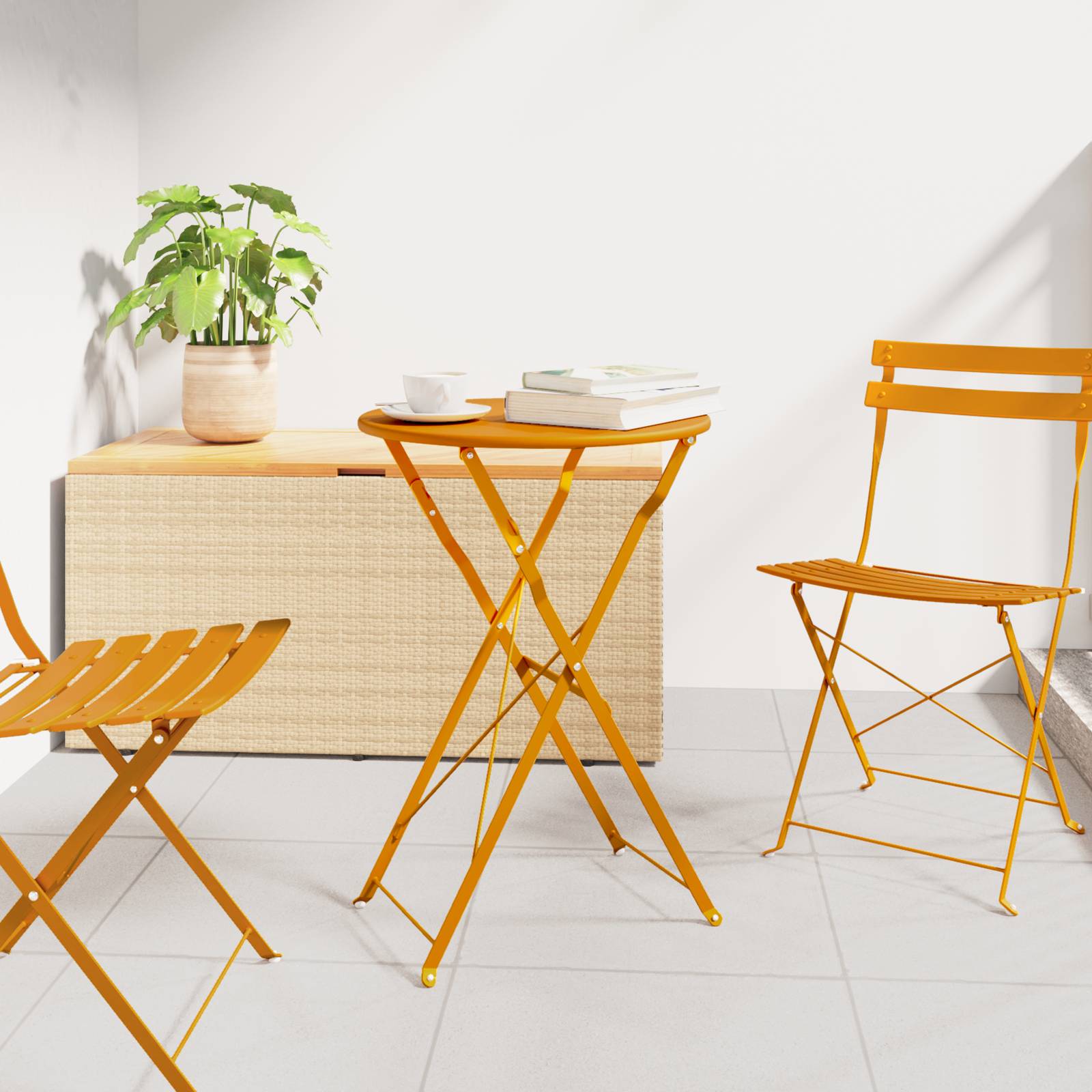 vidaXL Bistrotisch Klappbar Senfgelb Ø50x71 cm Stahl Pulverbeschichtet