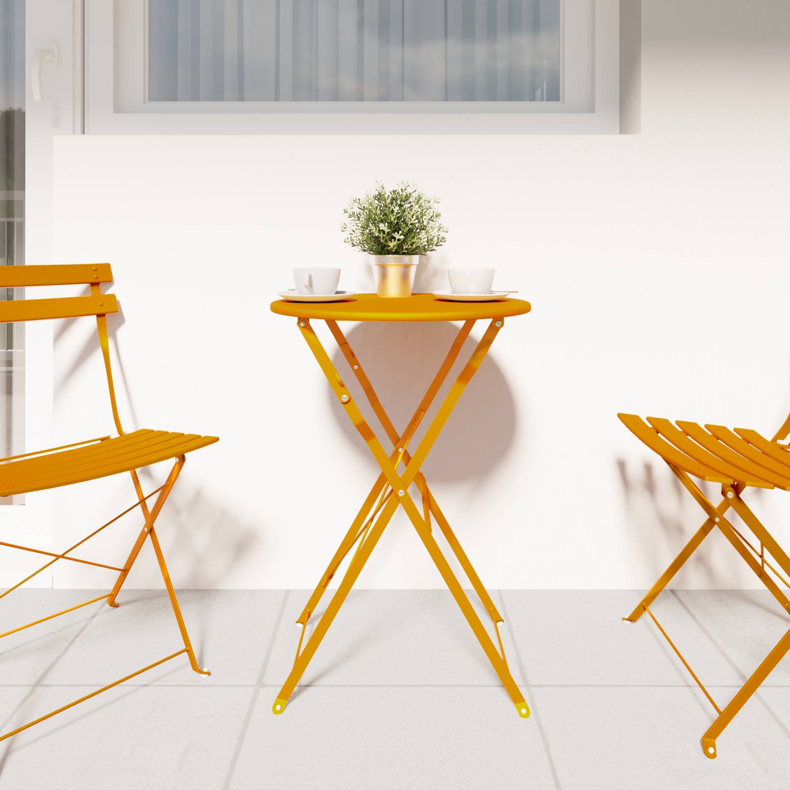 vidaXL Bistrotisch Klappbar Senfgelb Ø50x71 cm Stahl Pulverbeschichtet