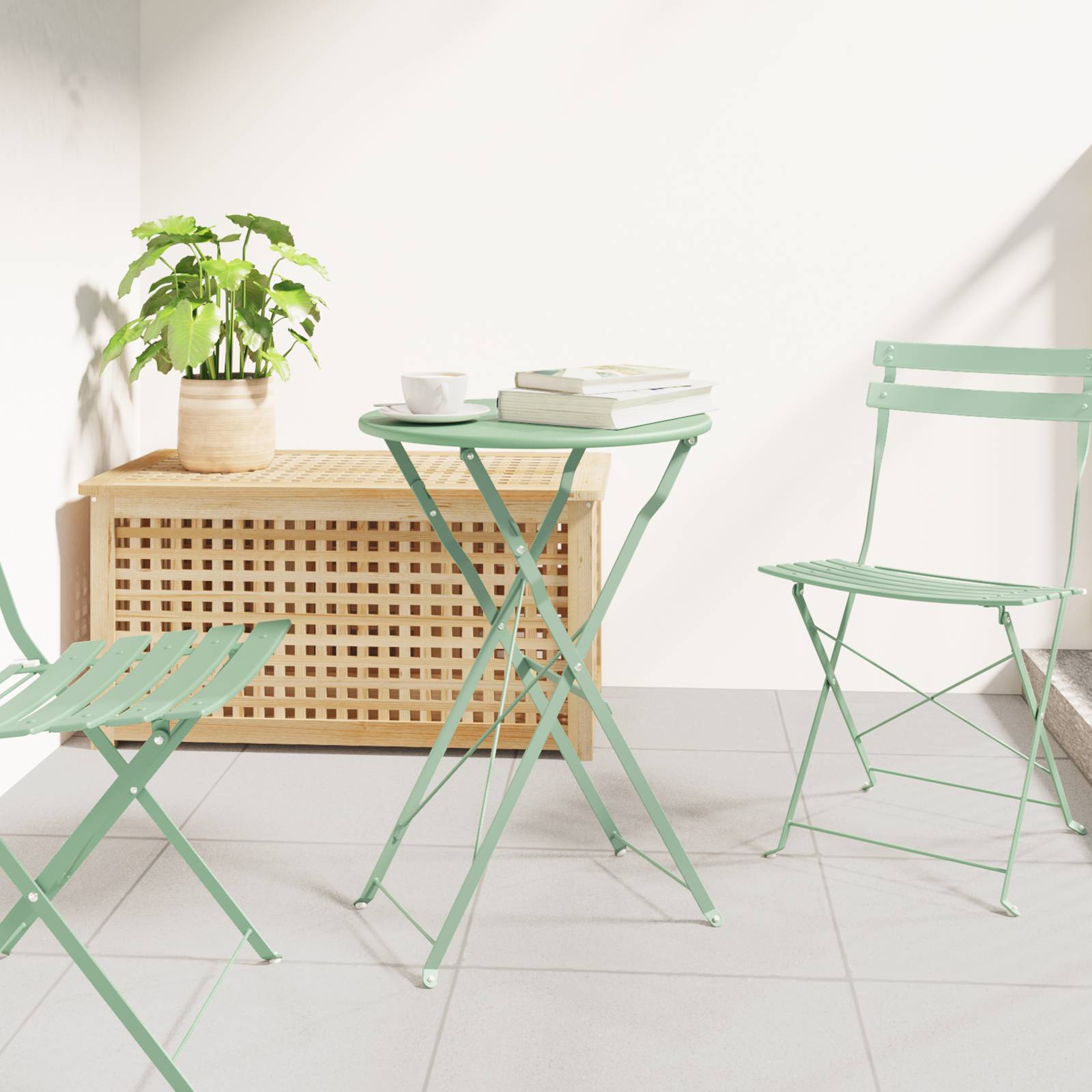 vidaXL Faltbarer Gartentisch Hellmint Ø50x71 cm Stahl