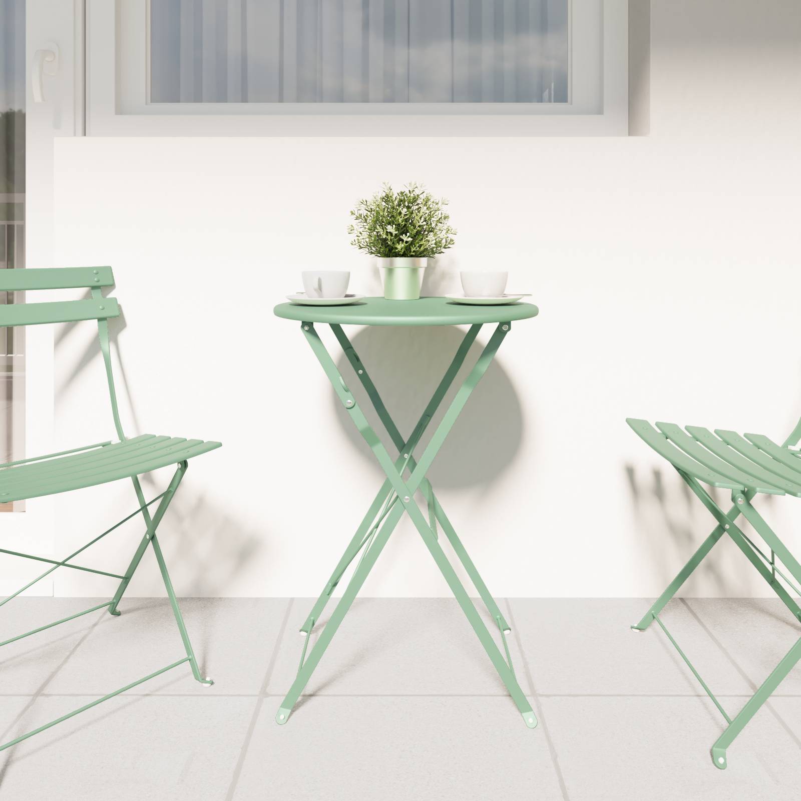vidaXL Faltbarer Gartentisch Hellmint Ø50x71 cm Stahl