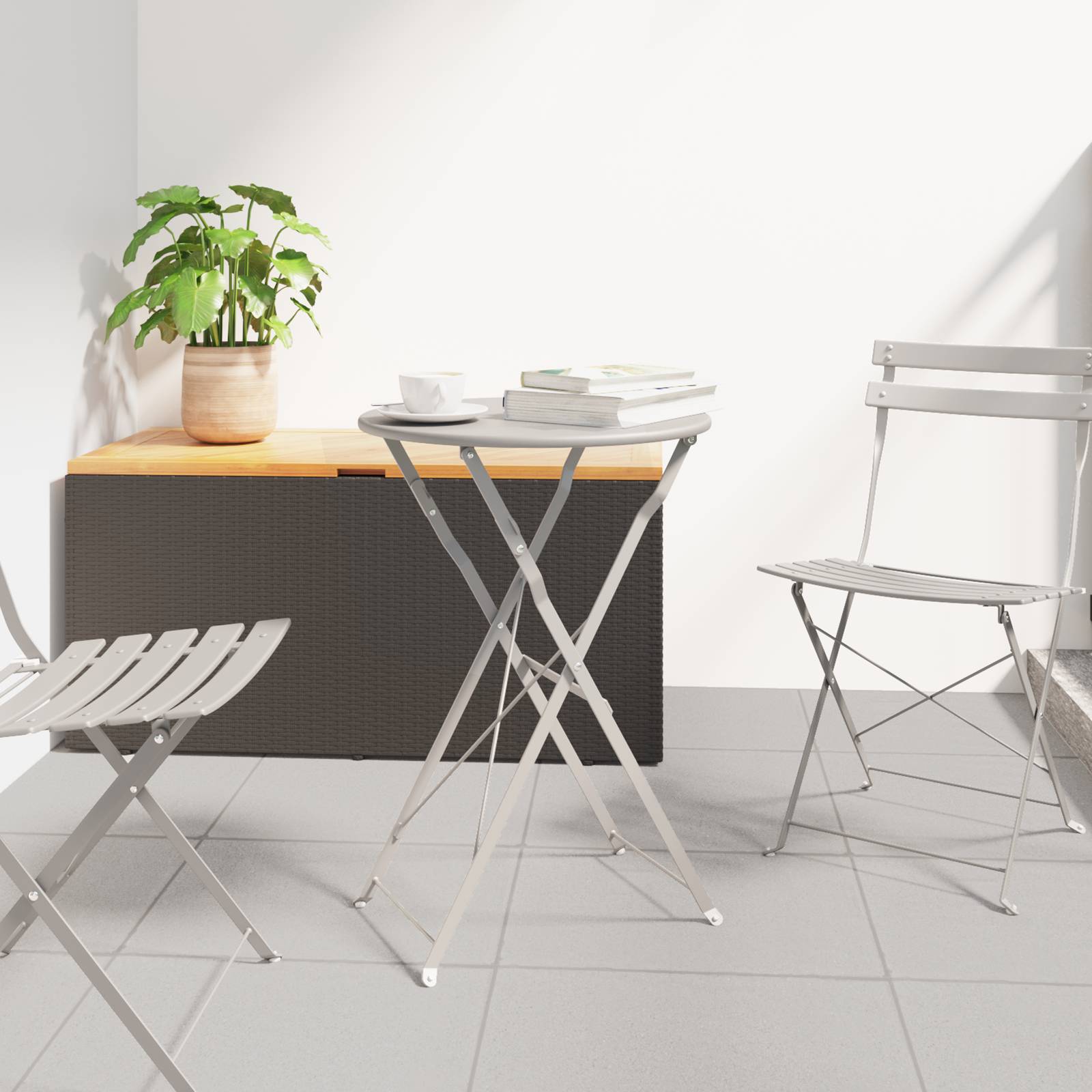vidaXL Bistrotisch Klappbar Beige Ø50x71 cm Stahl Pulverbeschichtet