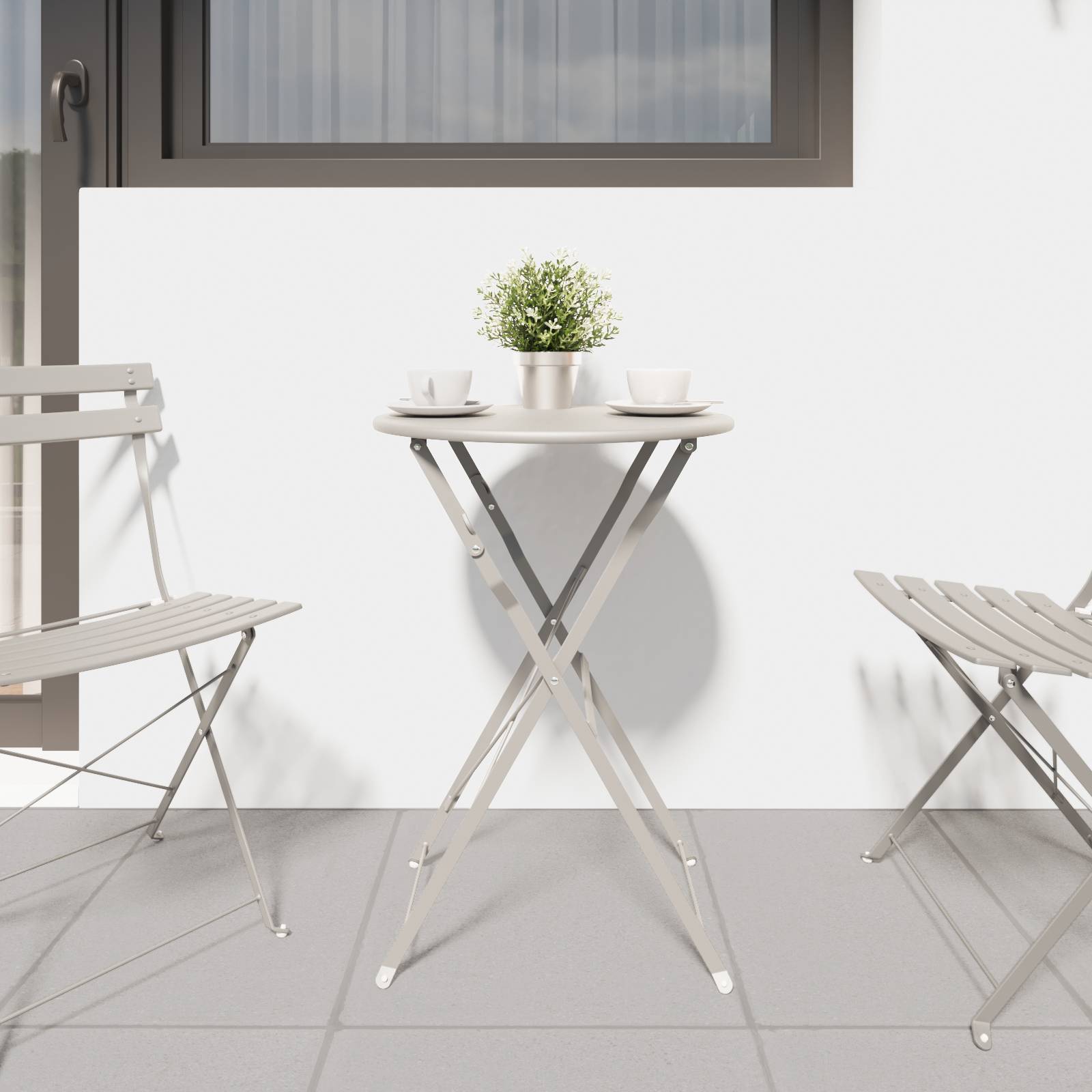 vidaXL Bistrotisch Klappbar Beige Ø50x71 cm Stahl Pulverbeschichtet