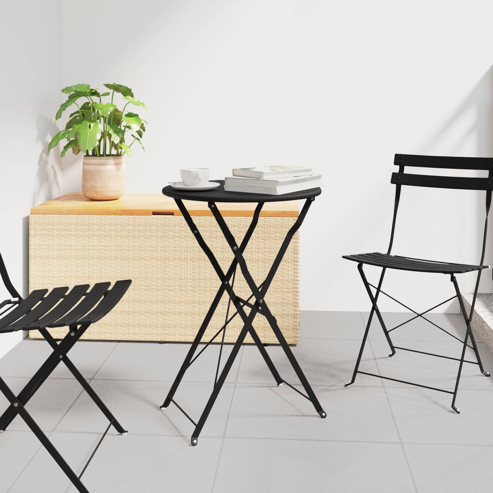vidaXL Bistrotisch Klappbar Anthrazit Ø50x71cm Stahl Pulverbeschichtet
