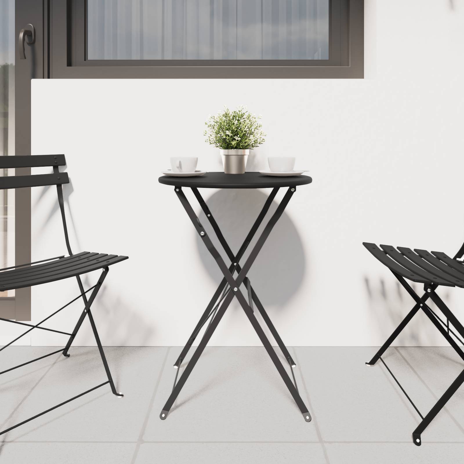 vidaXL Bistrotisch Klappbar Anthrazit Ø50x71cm Stahl Pulverbeschichtet