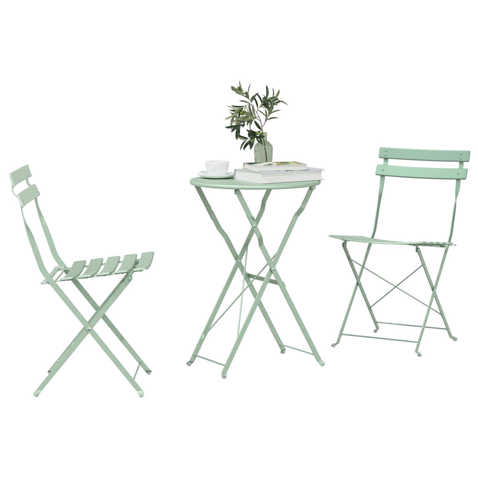 vidaXL 3-tlg. Bistro-Set Klappbar Minzgrün Stahl