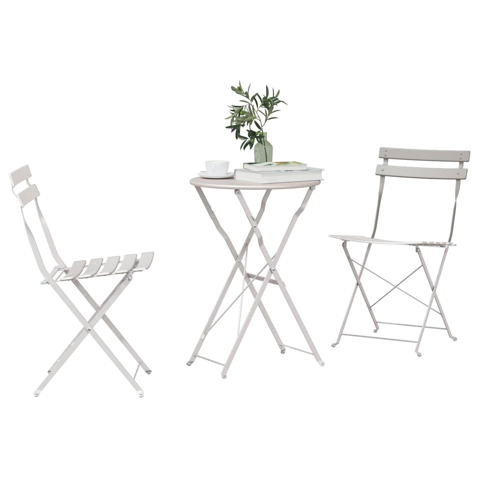 vidaXL 3-tlg. Bistro-Set Klappbar Beige Stahl