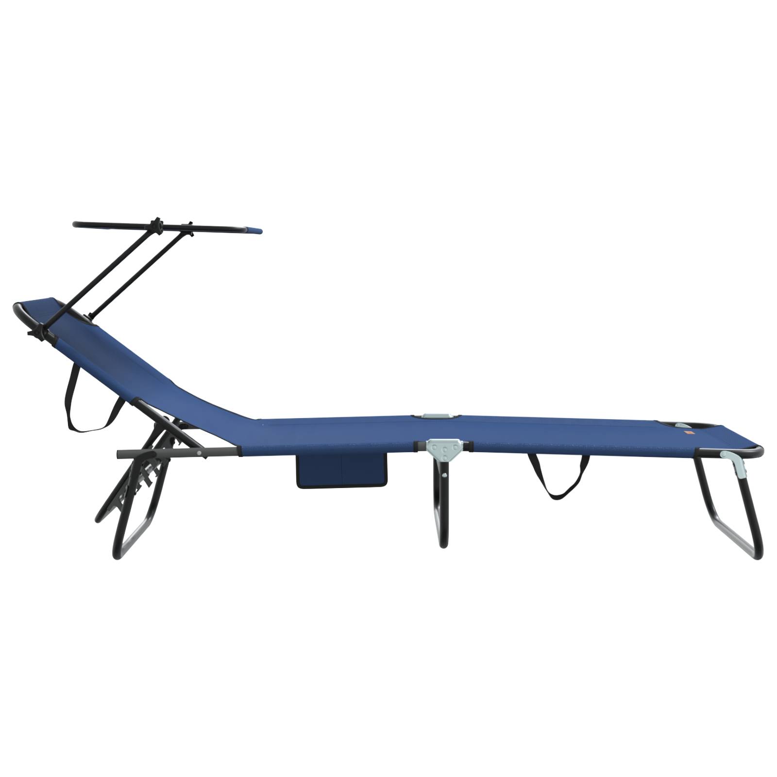 vidaXL Klappbare Sonnenliege mit Sonnendach Blau 600D Oxford Stoff
